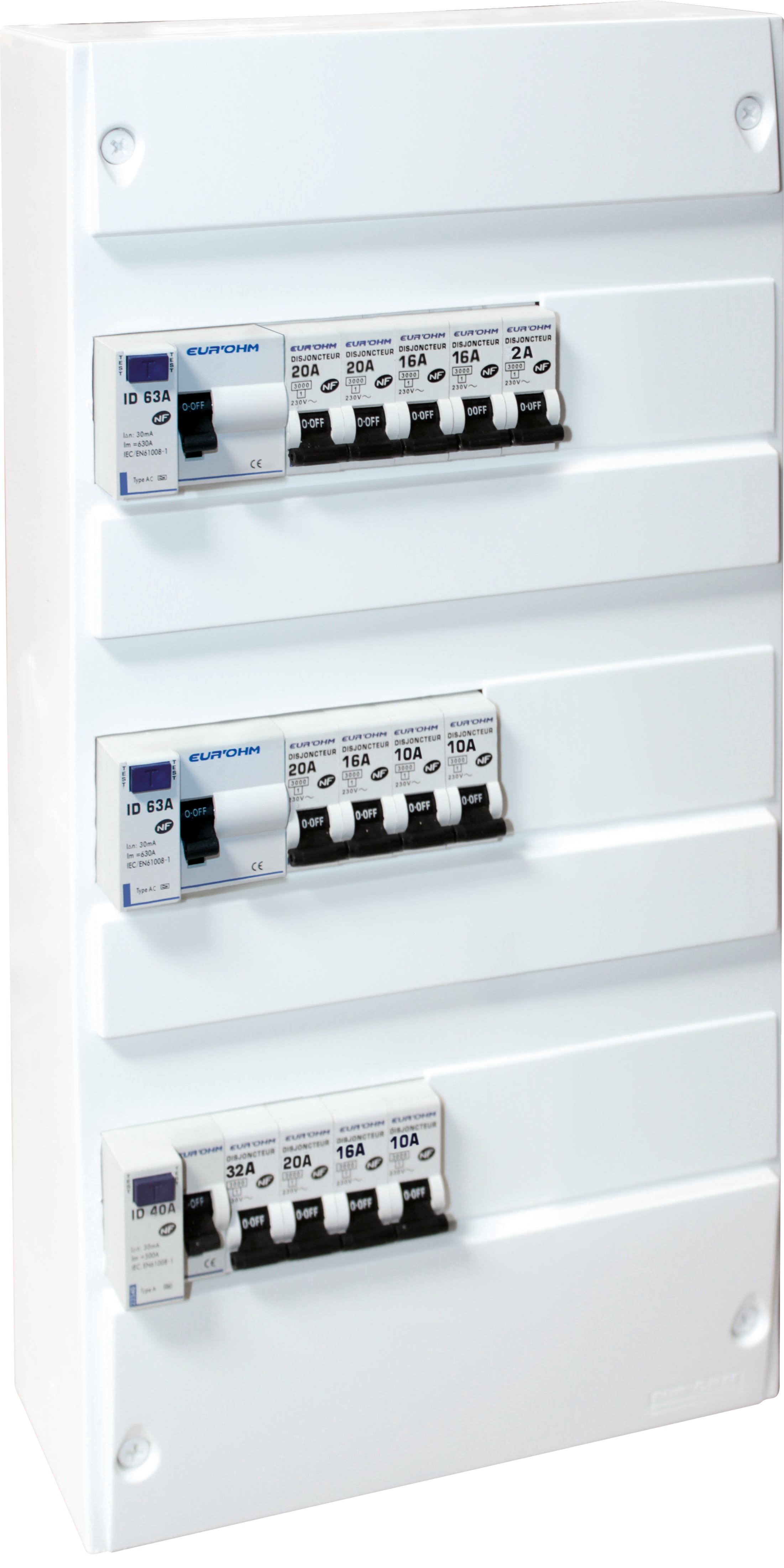Eur Ohm - Tableau équ. 3R 3xID+13 disjoncteurs