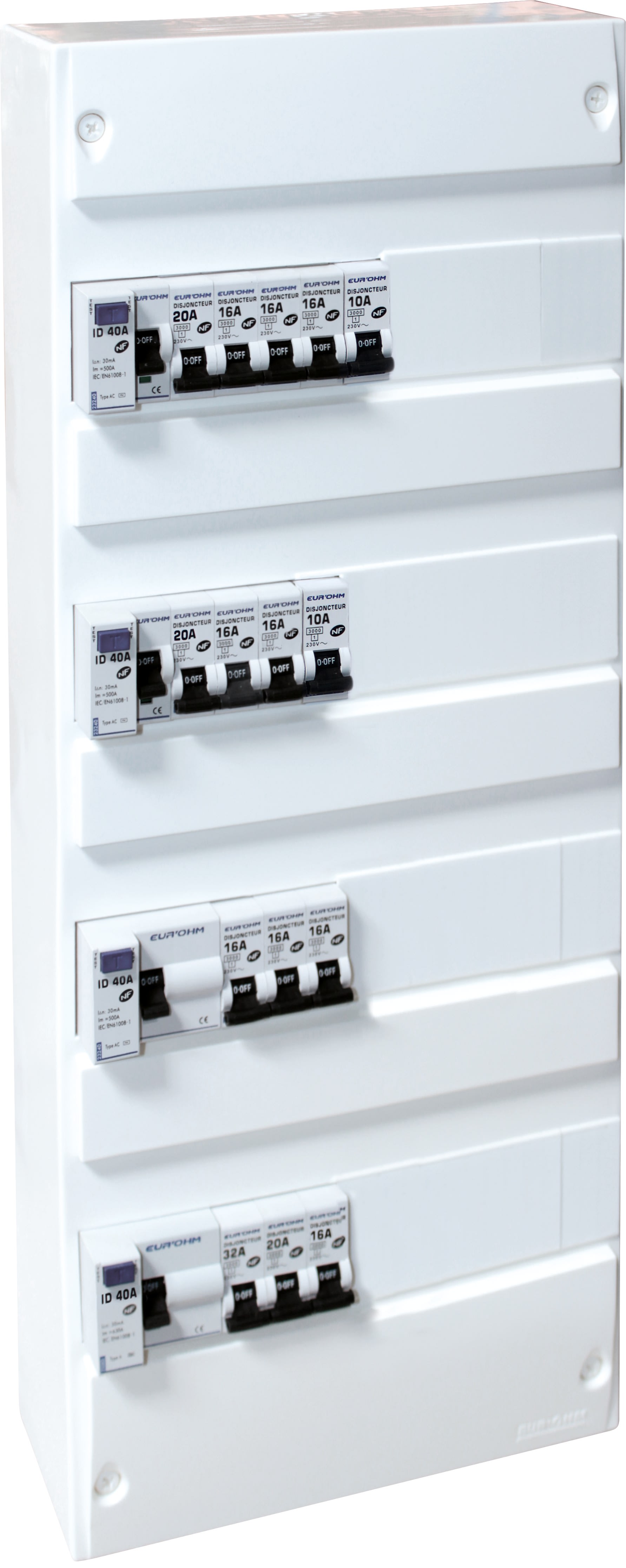 Eur Ohm - Tableau équ. 4R 4xID+15 disjoncteurs
