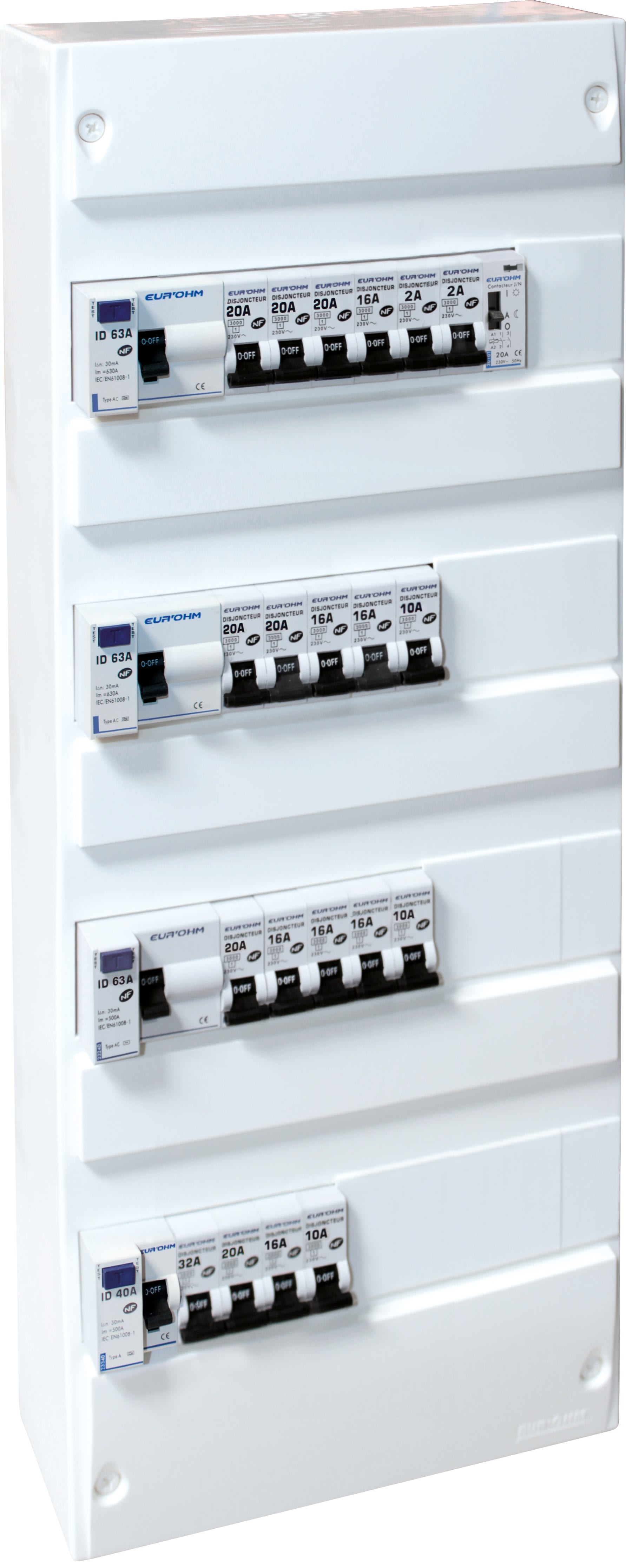 Eur Ohm - Tableau équ. 4R 4xID+20 disjoncteurs