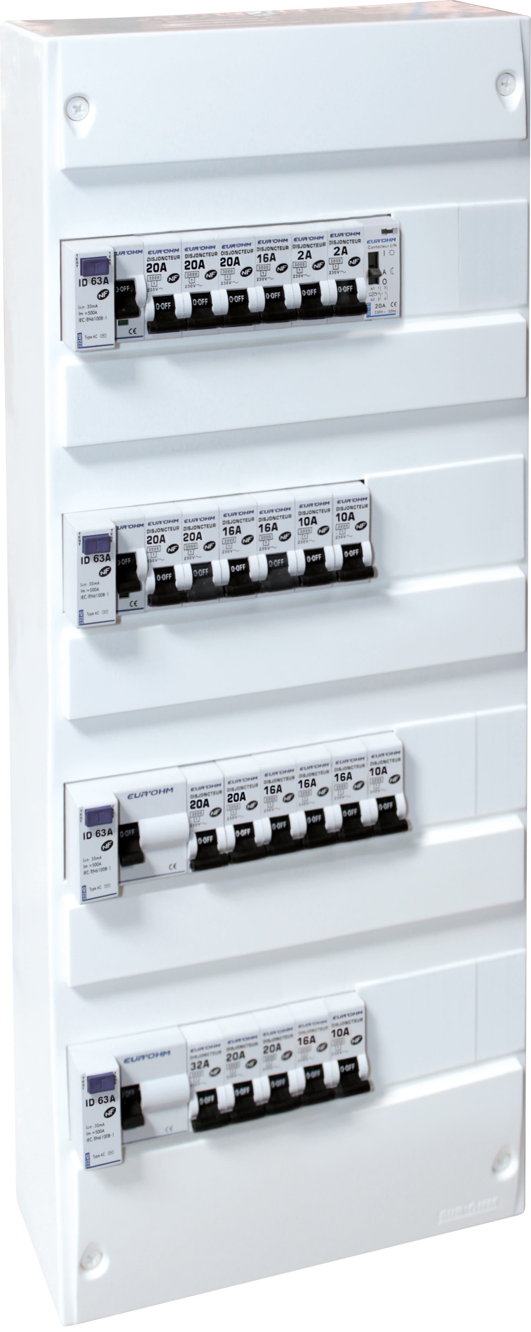 Eur Ohm - Tableau équ. 4R 4xID+23 disjoncteurs