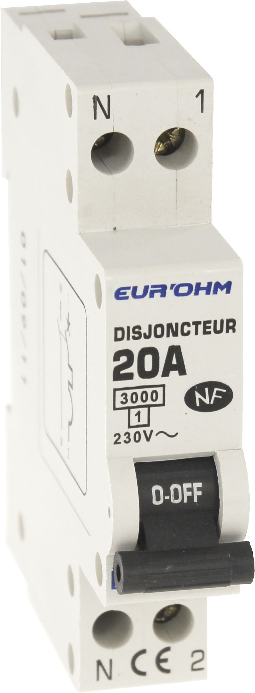 Eur Ohm - Disjoncteur  1P+N 20A NF courbe C connexion vis haut/bas 3kA