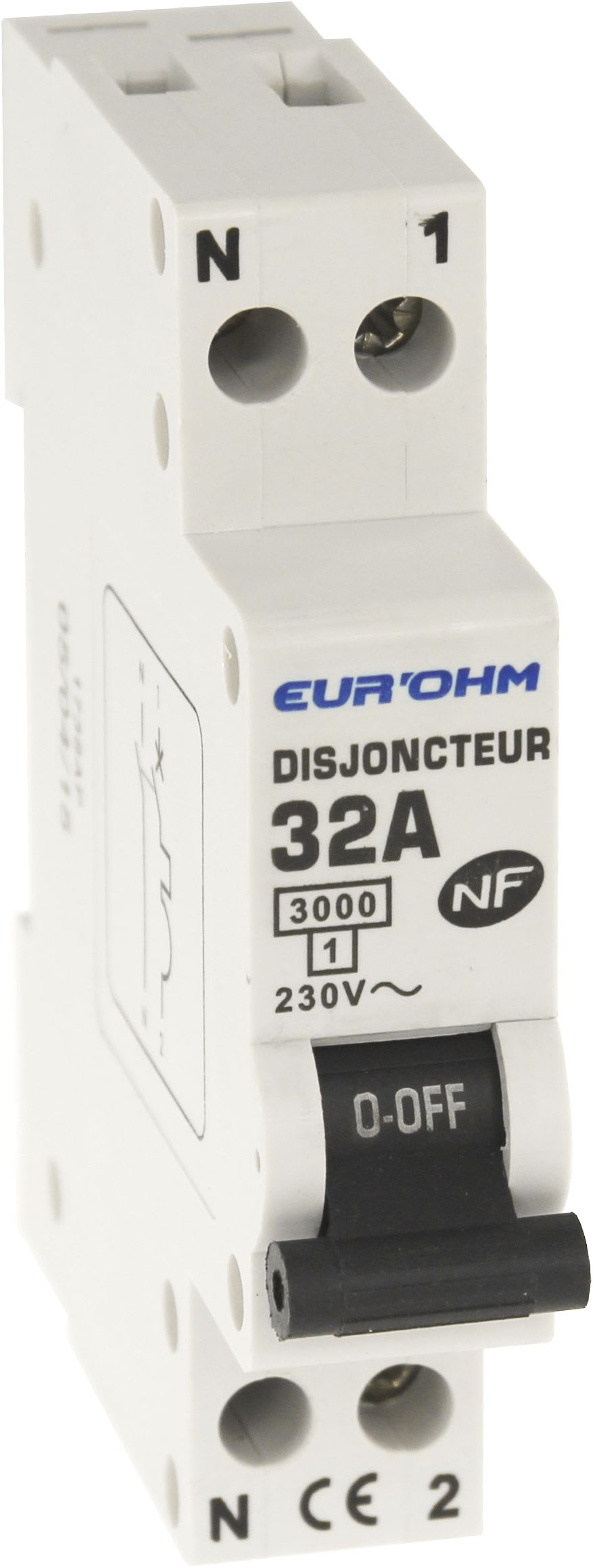 Eur Ohm - Disjoncteur 1P+N 32A courbe Øconnexion vis haut/bas 3kA