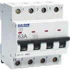 Eur Ohm - Disjoncteur 4P 63A courbe C connexion vis haut/bas 4,5kA