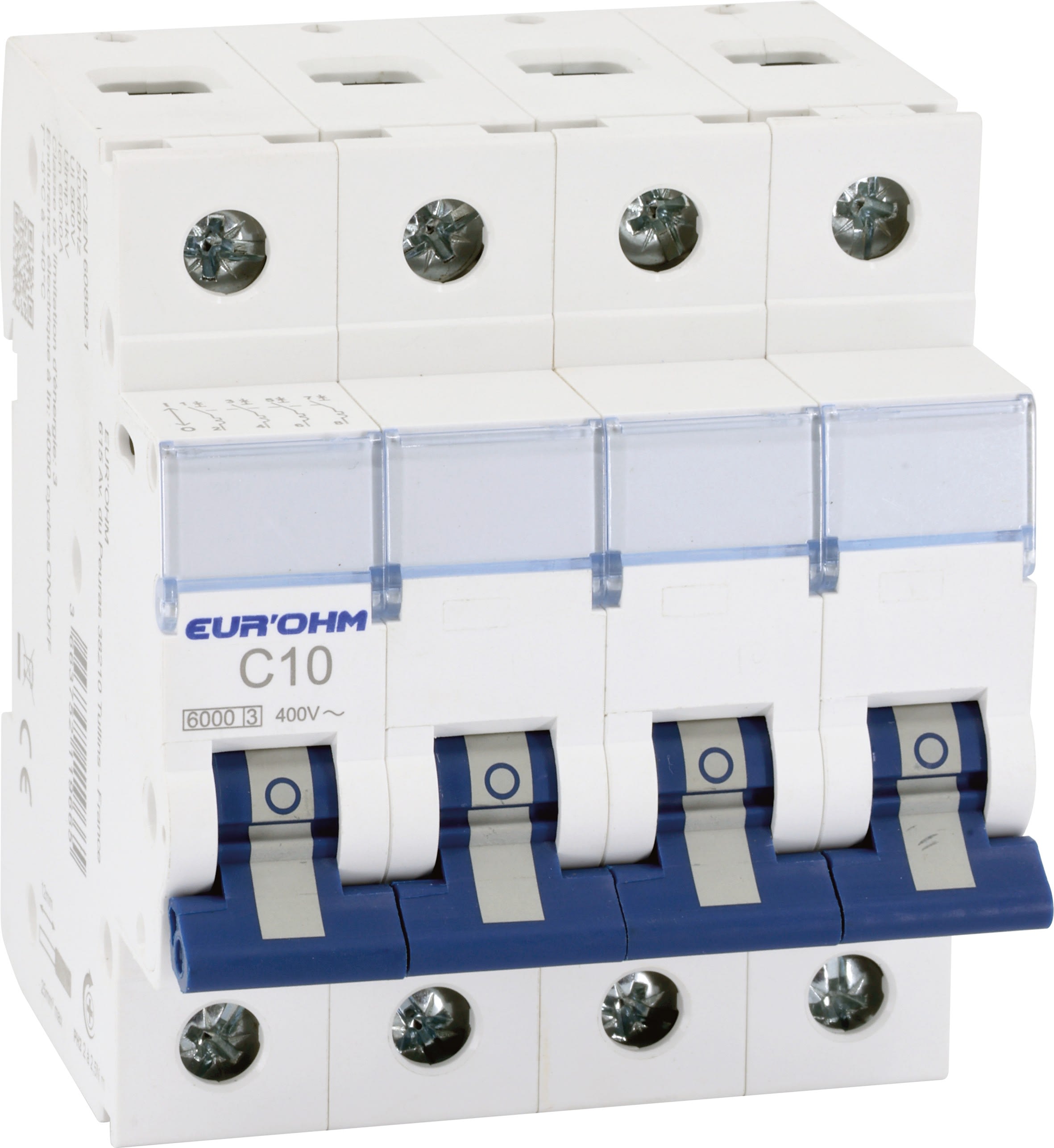 Eur Ohm - Disjoncteur 4P 10A courbe C connexion vis/vis 6kA NF