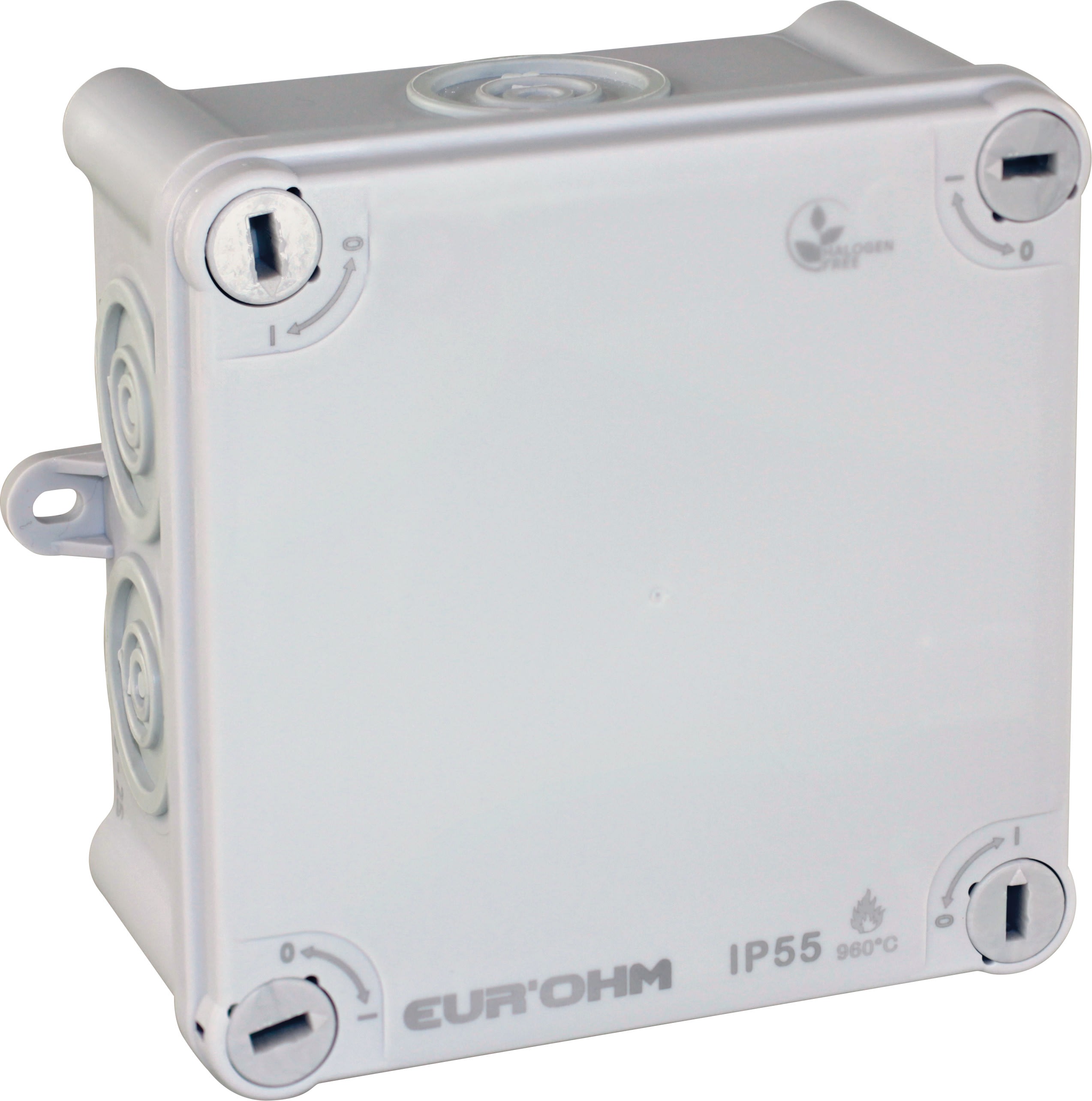 Eur Ohm - Bte IP55 105X105X55 1/4T -960° (passe-fils amovibles)