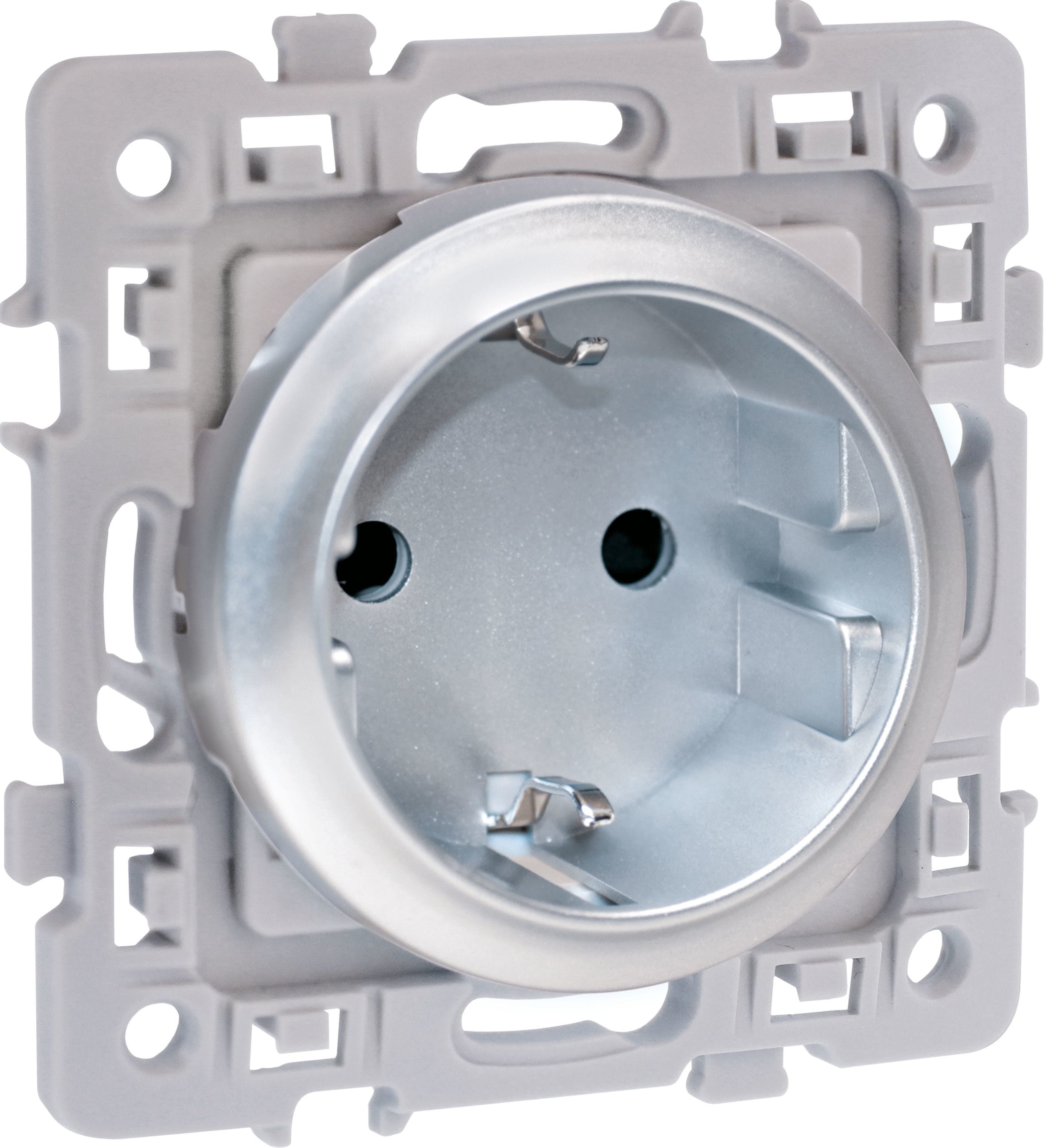 Eur Ohm - SQUARE  PC 2P+T SILVER ALLEMAND