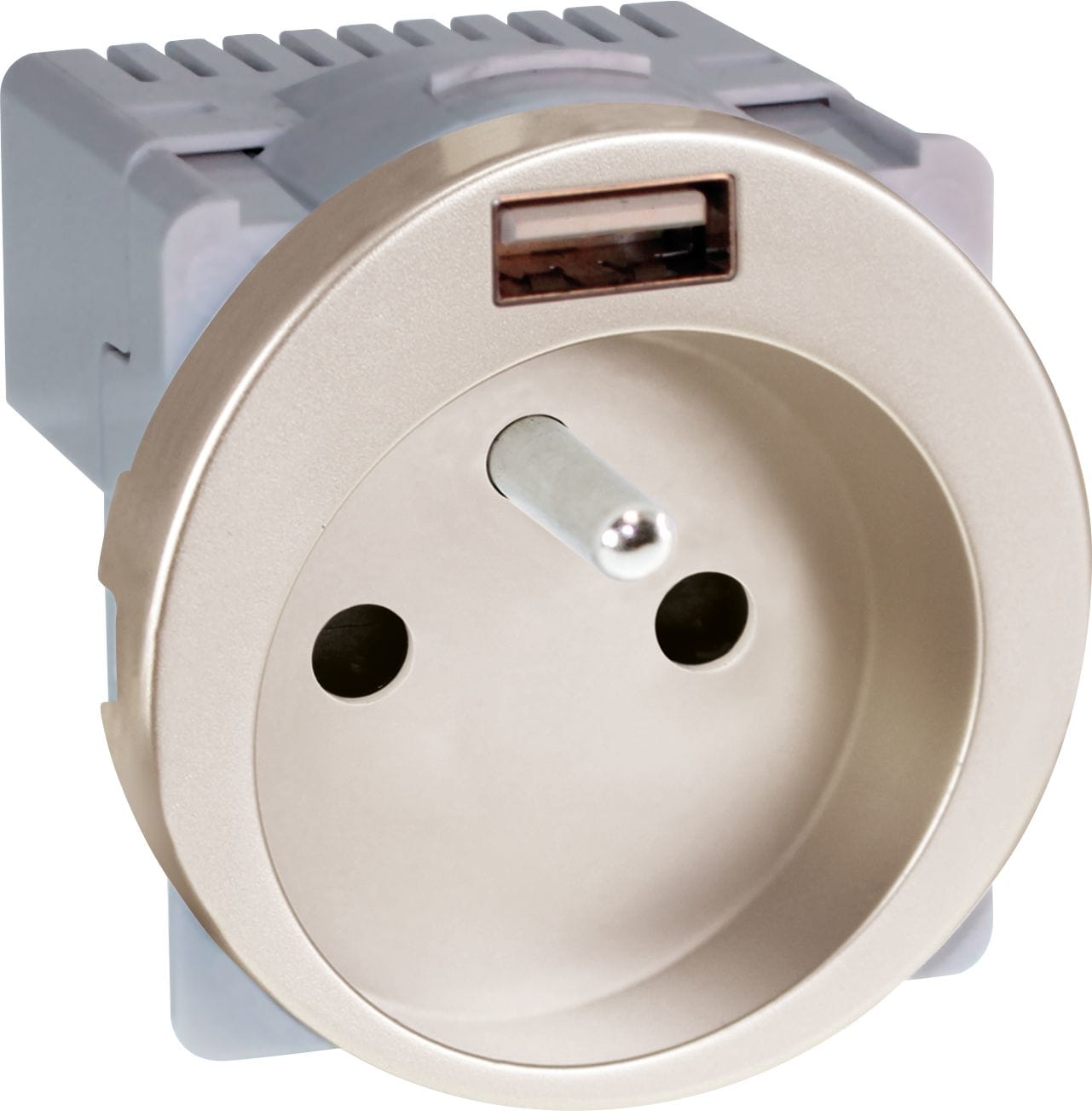 Eur Ohm - COMETE PC  2P+T + USB A TITANE