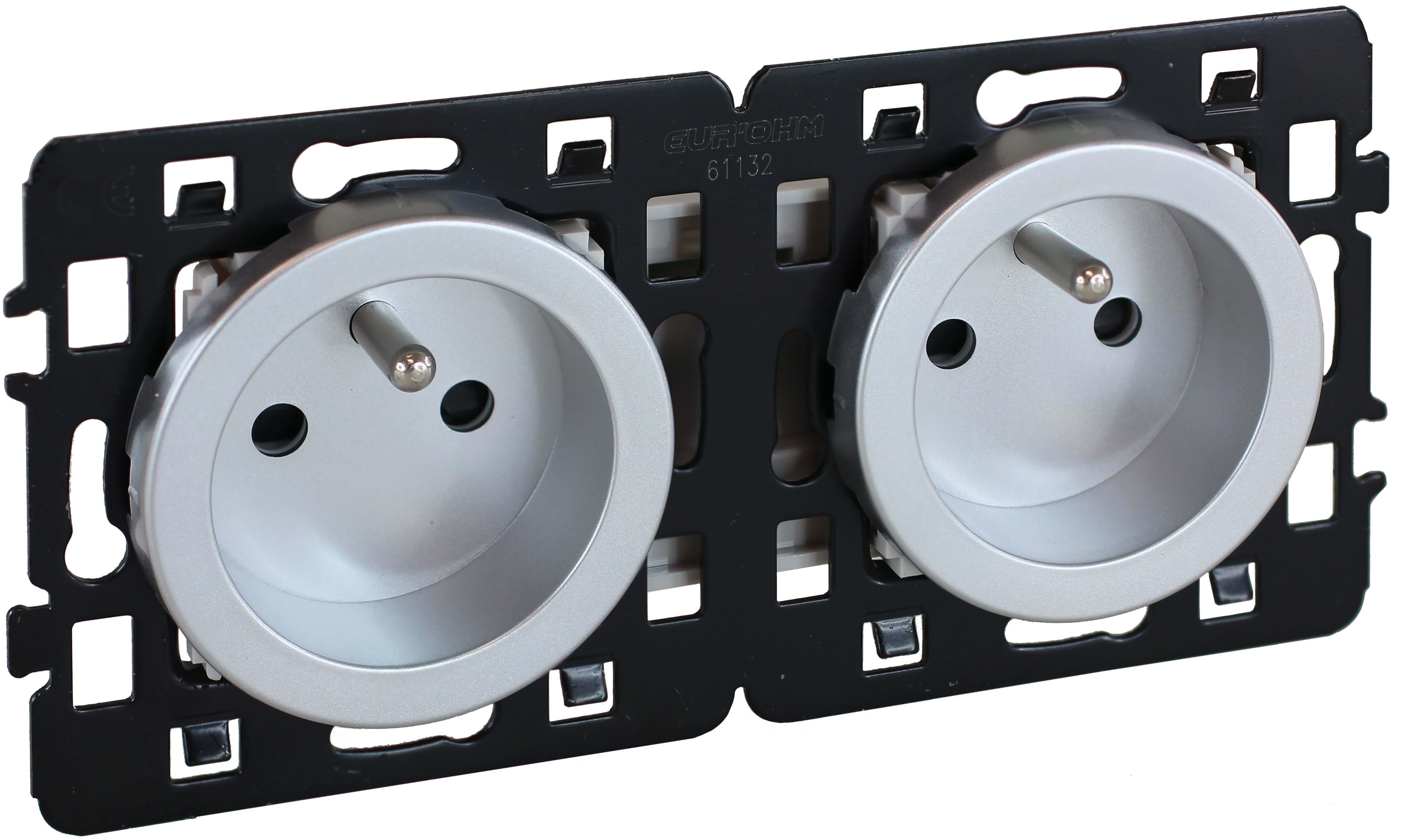 Eur Ohm - SQUARE PC 2x2P+T précab. SILV
