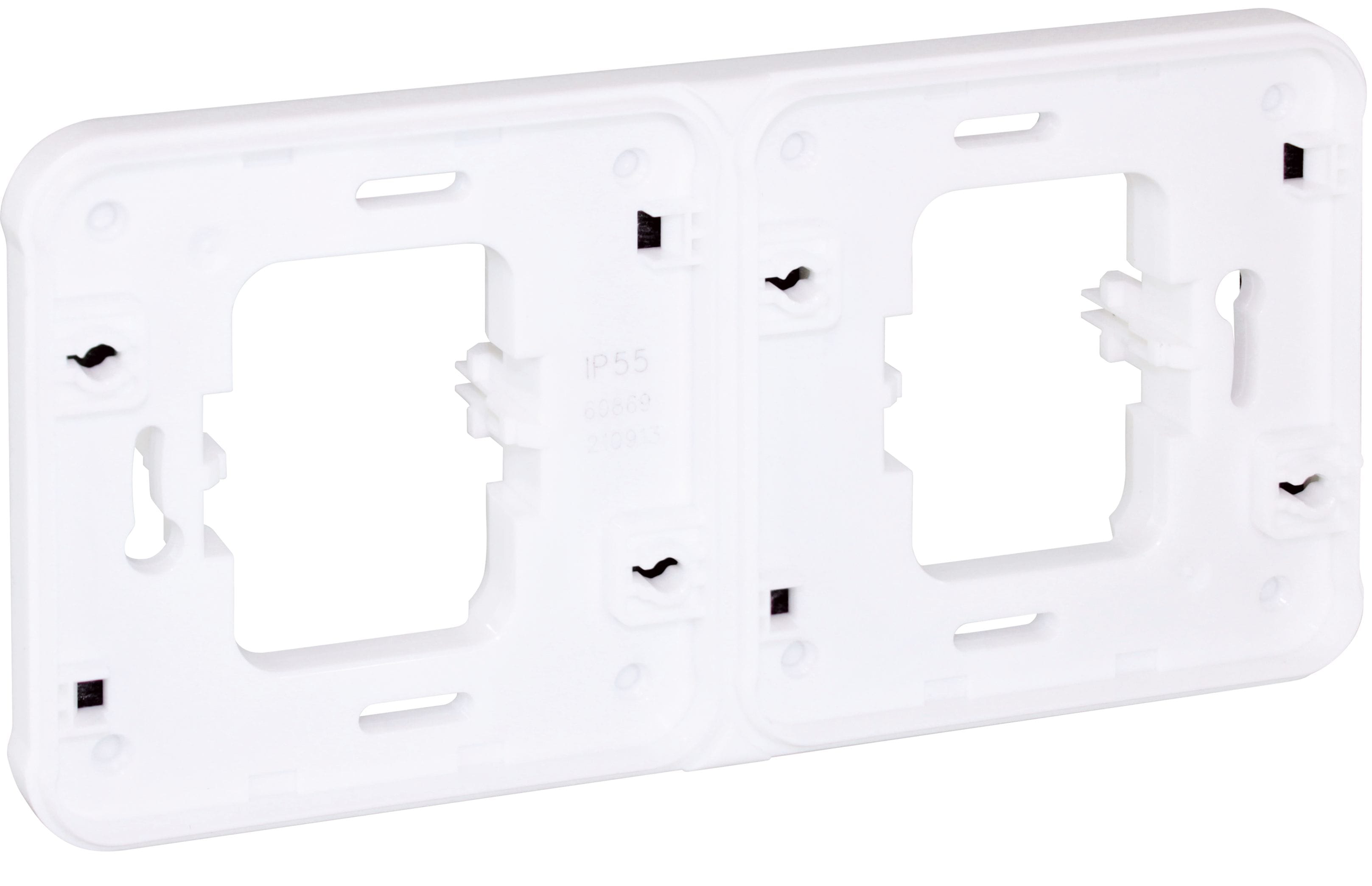 Eur Ohm - OXXO Support double H BLANC ENCASTRE