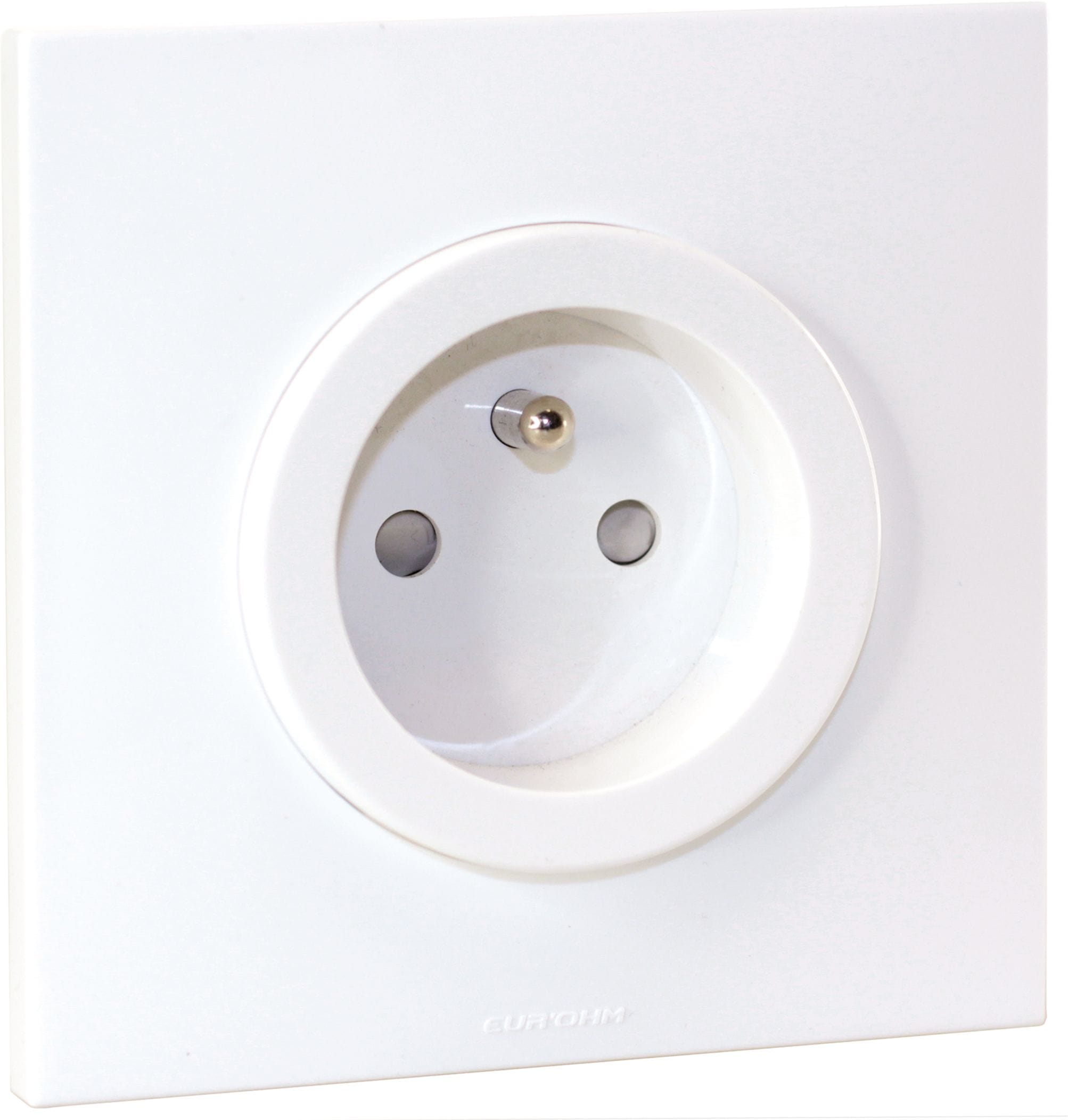 Eur Ohm - SQUARE - PC 2P+T + plaque + griffes - BLC