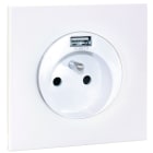 Eur Ohm - SQUARE - PC 2P+T + USB + plaque + griffes - BLC