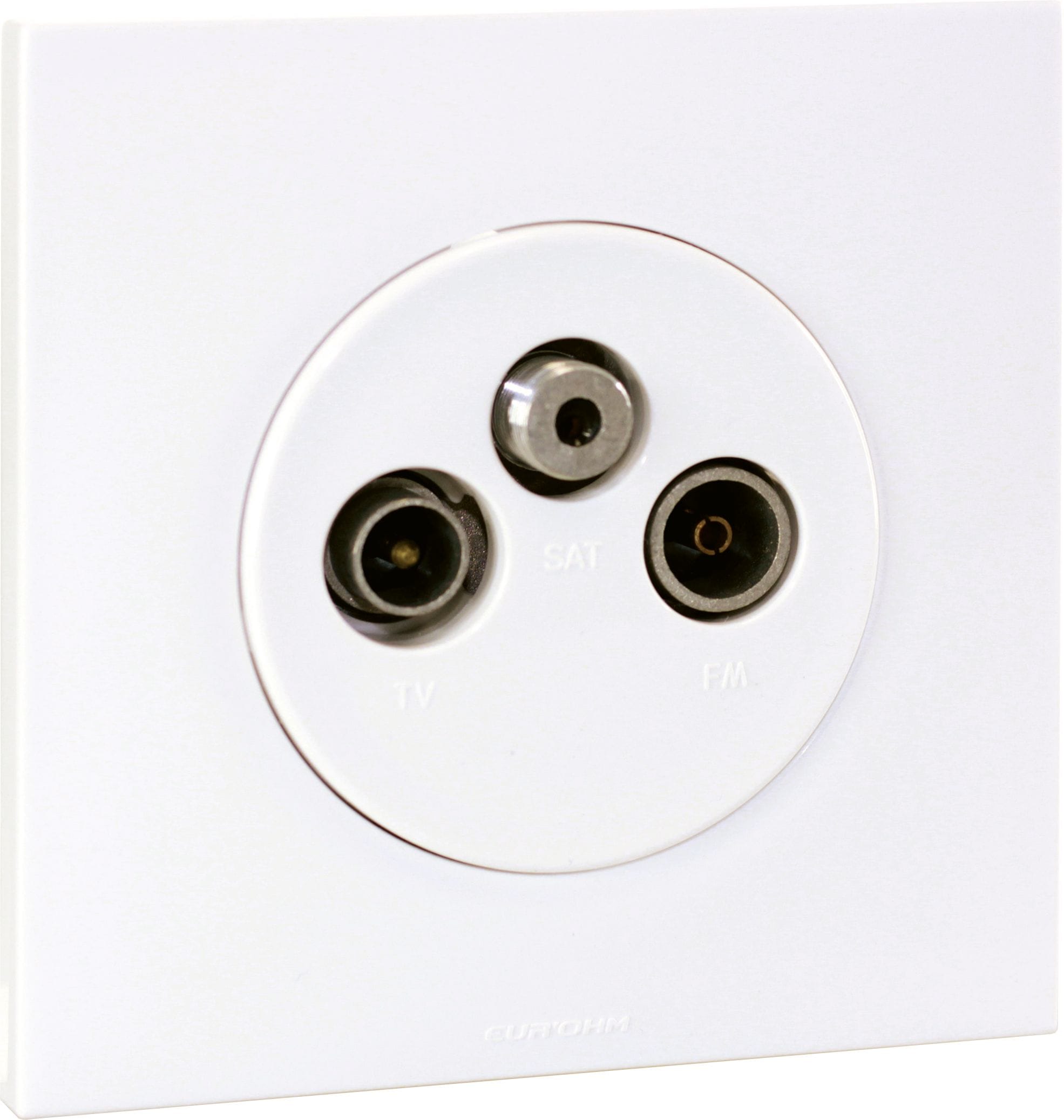 Eur Ohm - SQUARE - prise TV/FM/SAT + plaque + griffes - BLC
