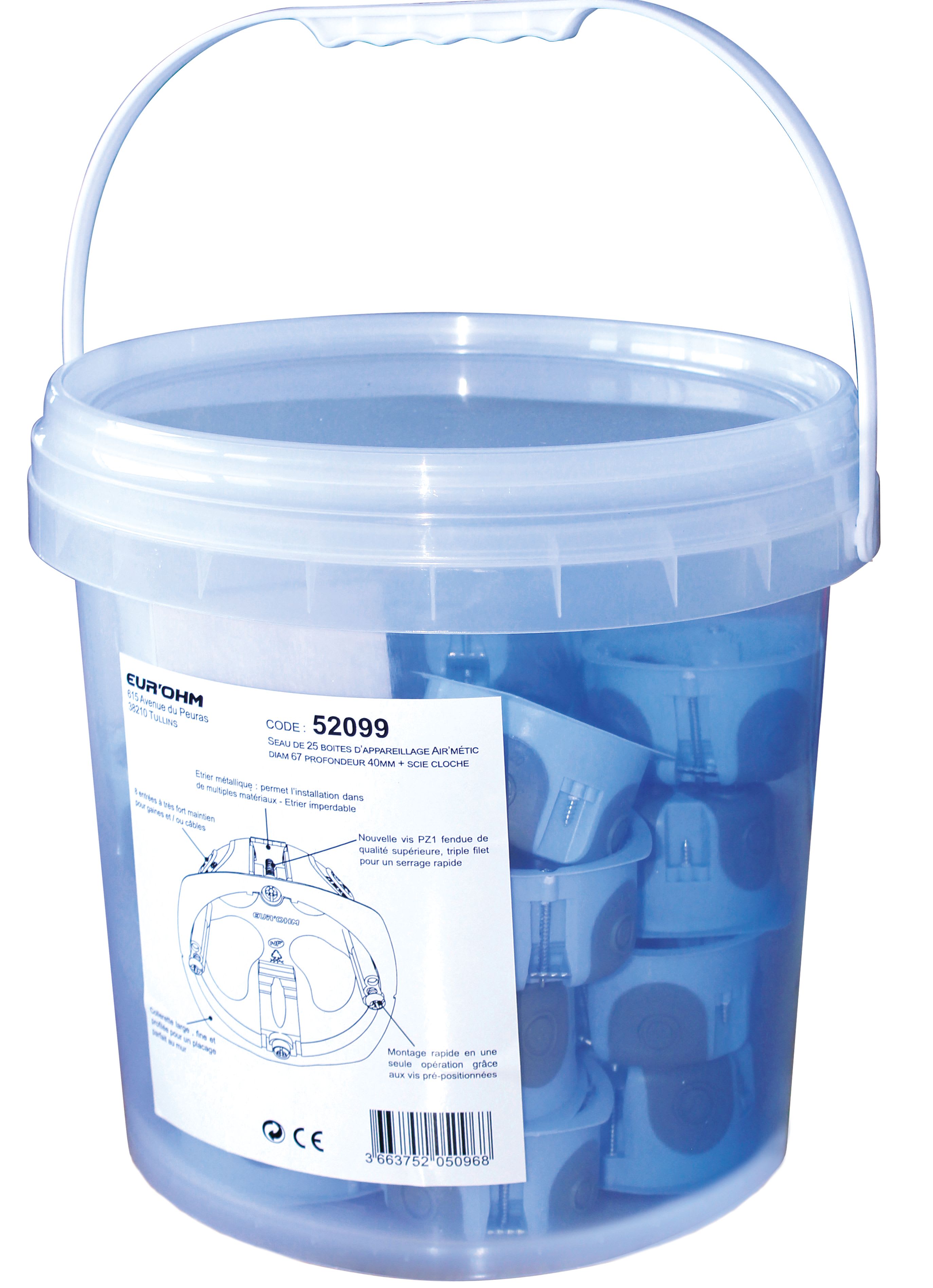 Eur Ohm - Seau 25btes AIR'metic d67 p40+scie cloche