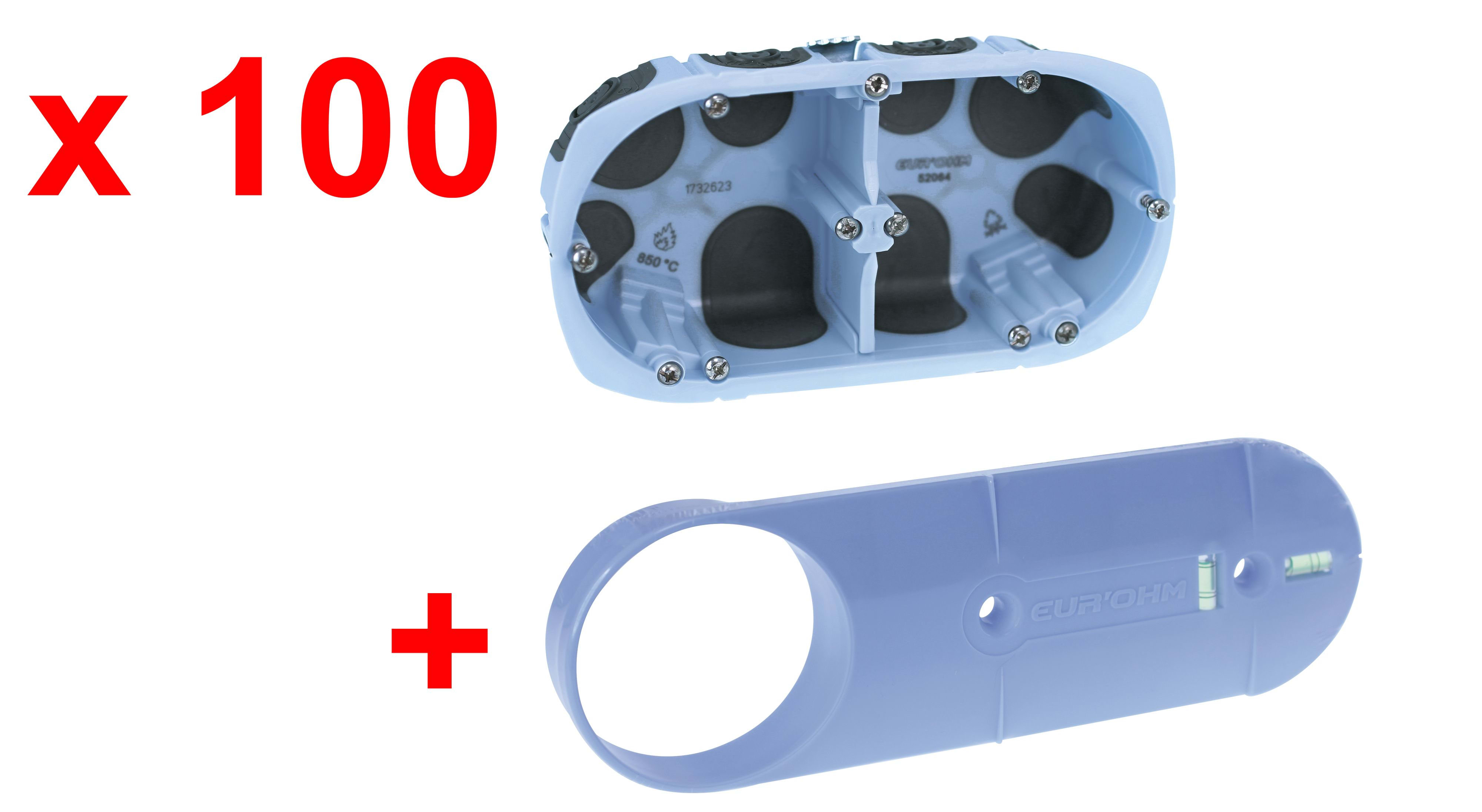 Eur Ohm - Pack 100 btes Dble Air'métic ent.71 D67 Prof.40 + Gabarit « TOP CHANTIER »