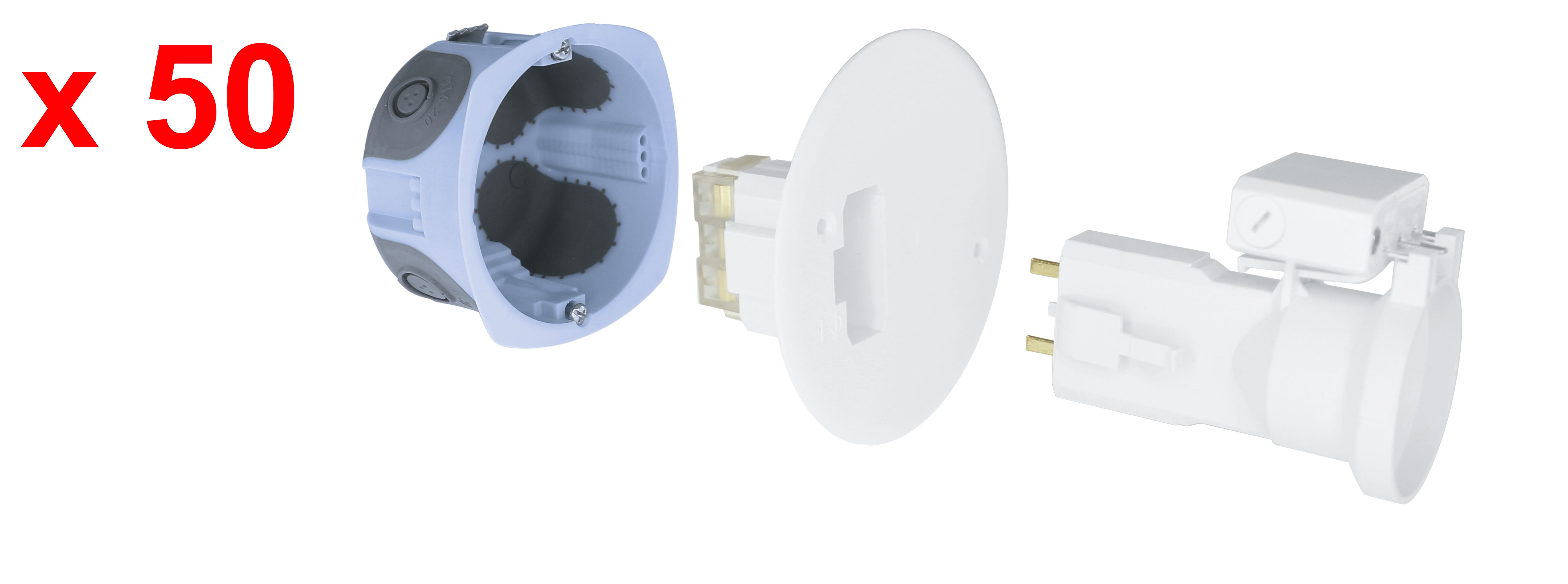 Eur Ohm - Lot 50 kits DCL applique d67 E27