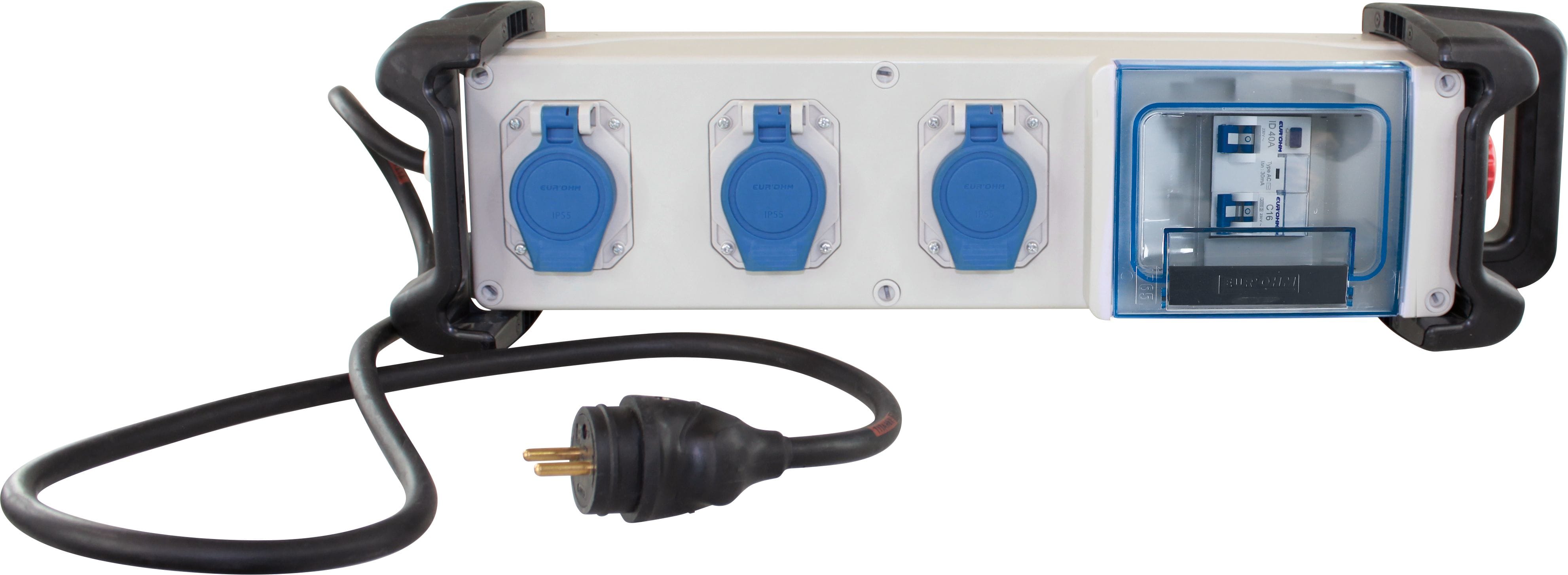 Eur Ohm - Coffret de chantier mono 3 prises 1 disj.diff 16A+3 PC 2P+T+AU+1,5m HO7RNF+bumpR