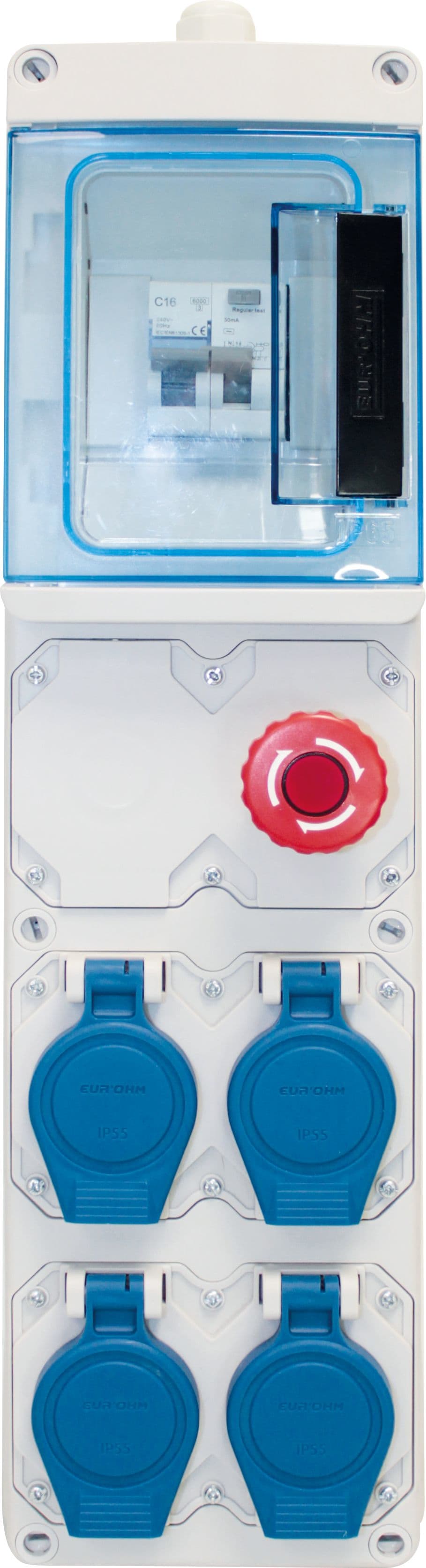 Eur Ohm - Coffret de chantier mono 4 prises simplifié 1 disj diff 16A + 4 PC 2P+T + AU