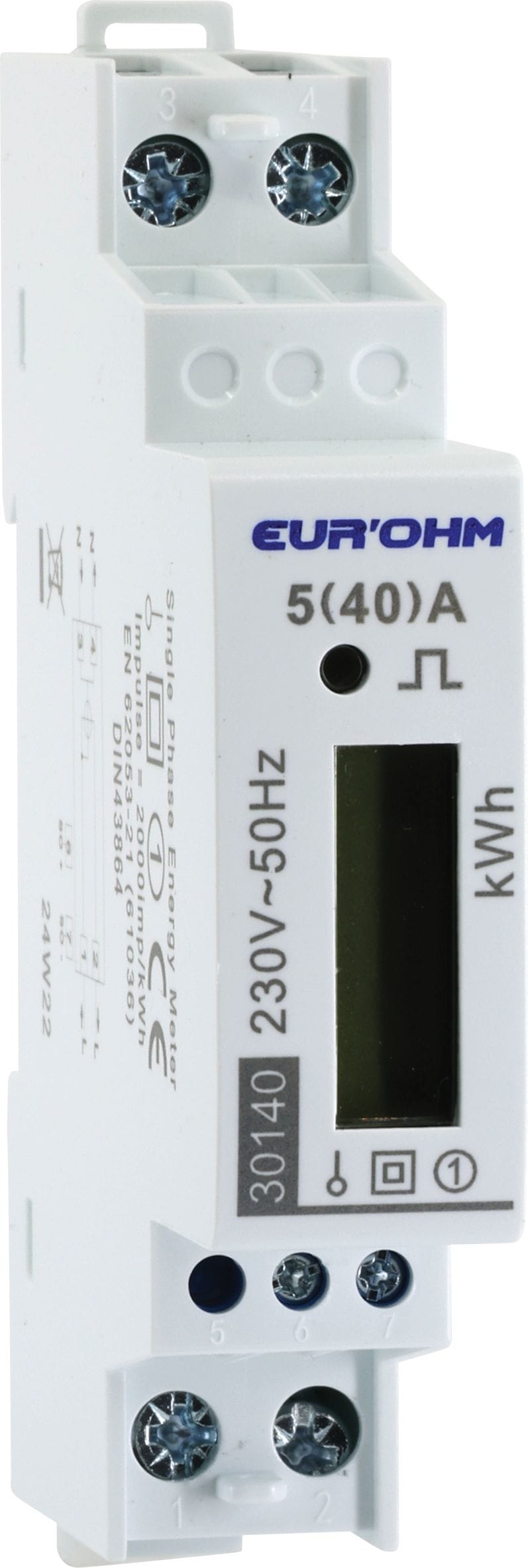 Eur Ohm - Compteur d'energie 220V Digital 40A