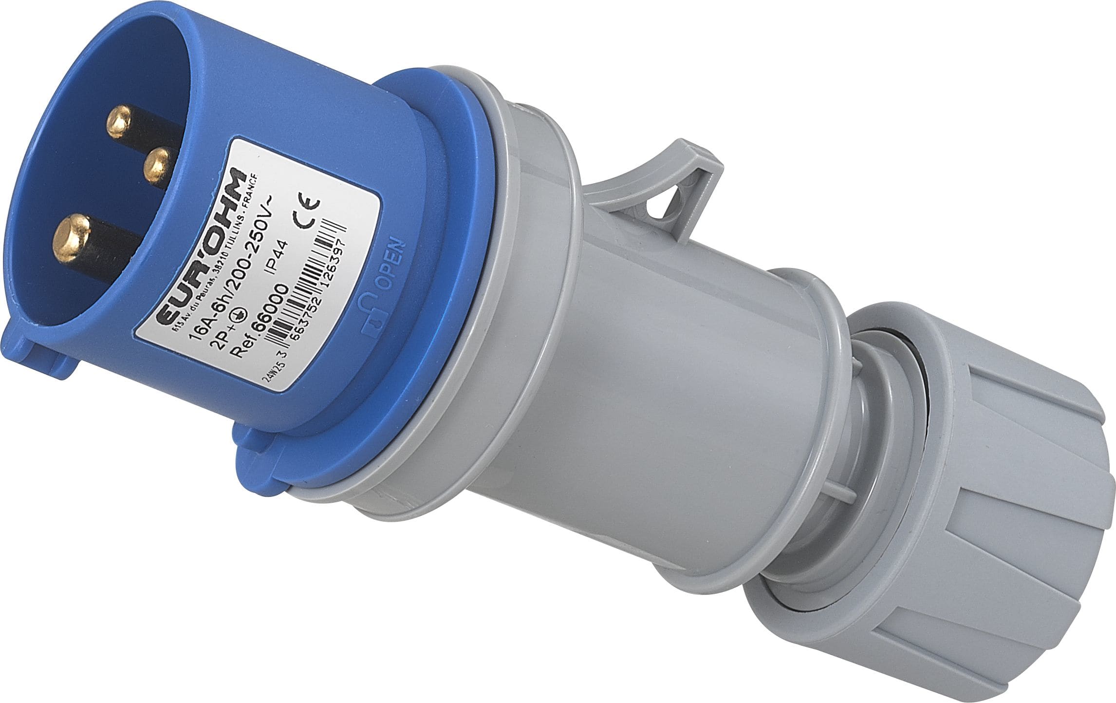 Eur Ohm - Fiche industrielle mobile droite 2P+T 16A 230V AC IP44