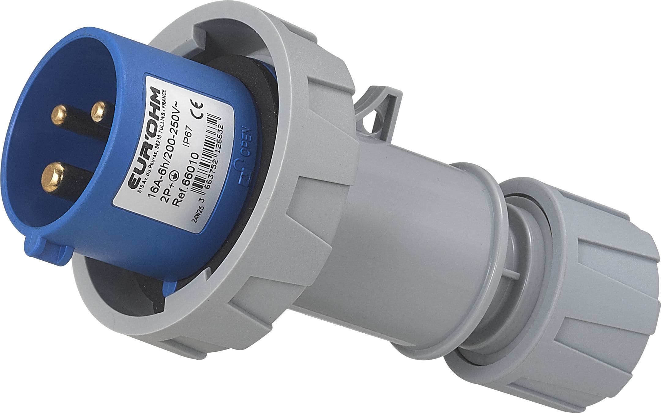 Eur Ohm - Fiche industrielle mobile droite 2P+T 16A 230V AC IP67
