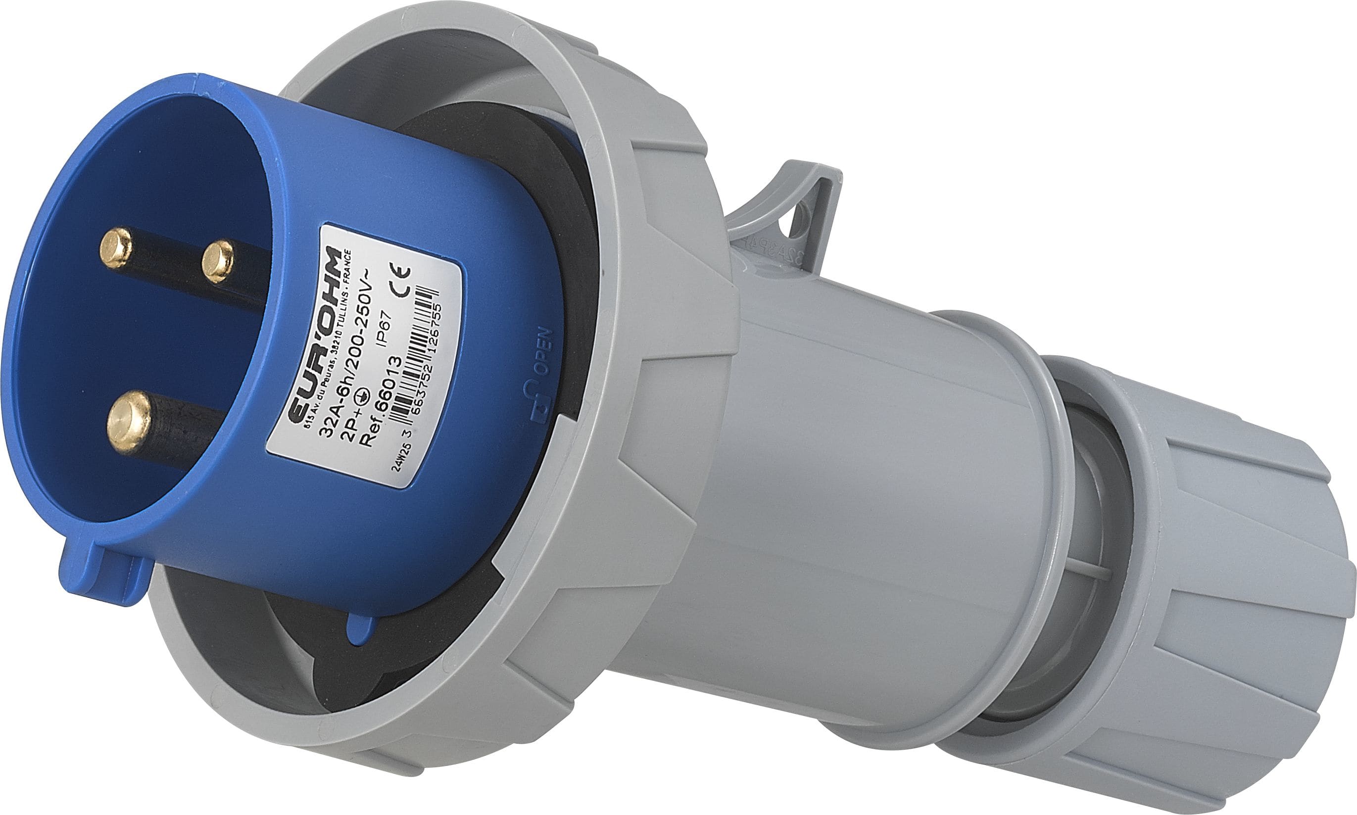 Eur Ohm - Fiche industrielle mobile droite 2P+T 32A 230V AC IP67