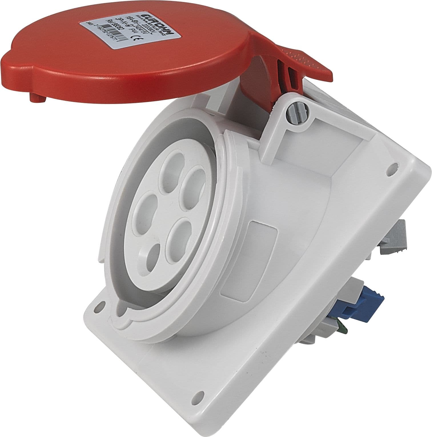 Eur Ohm - Socle de prise industrielle à encastrer à 10° 3P+N+T 16A 400V AC IP44