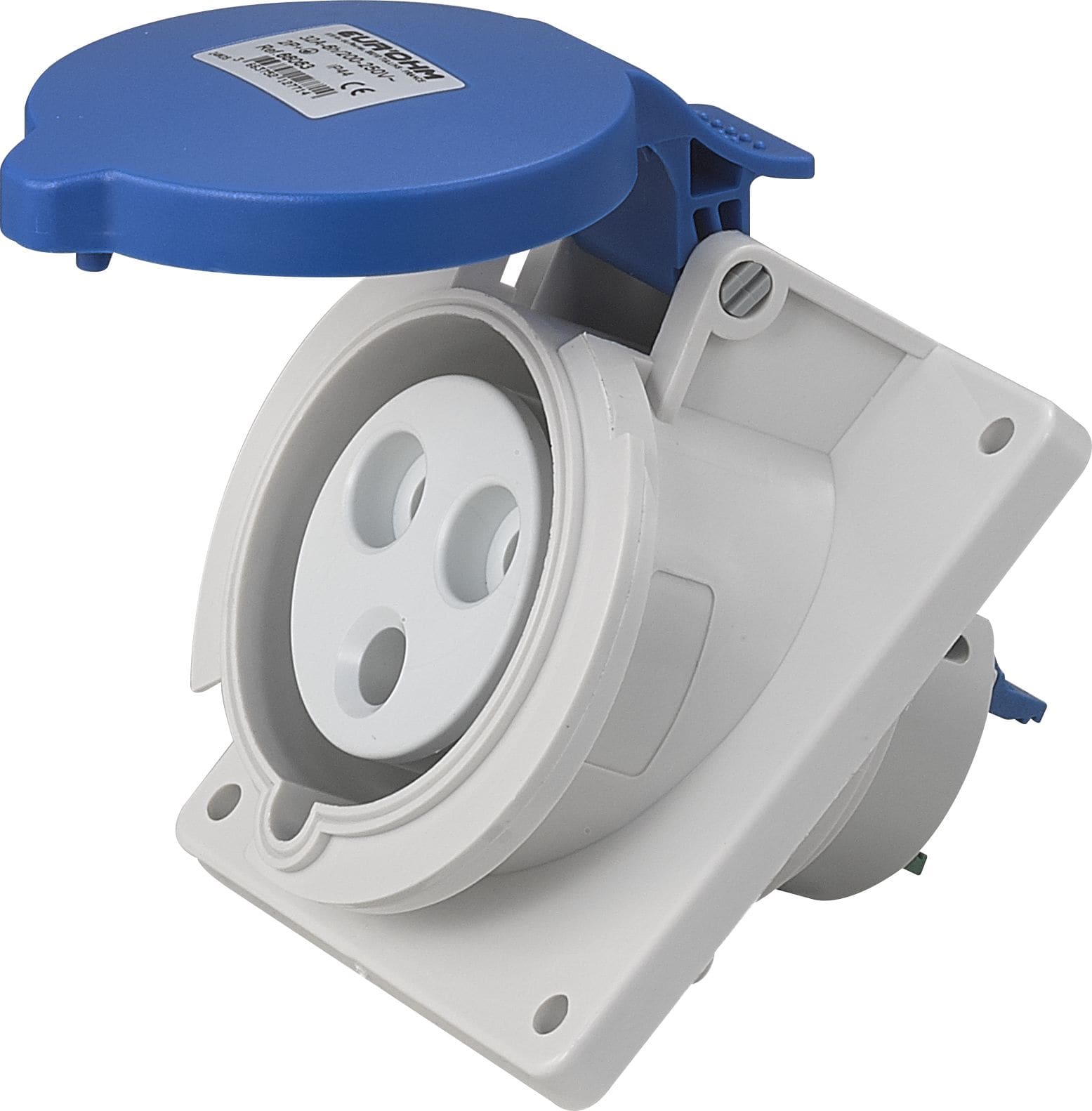 Eur Ohm - Socle de prise industrielle à encastrer à 10° 2P+T 32A 230V AC IP44