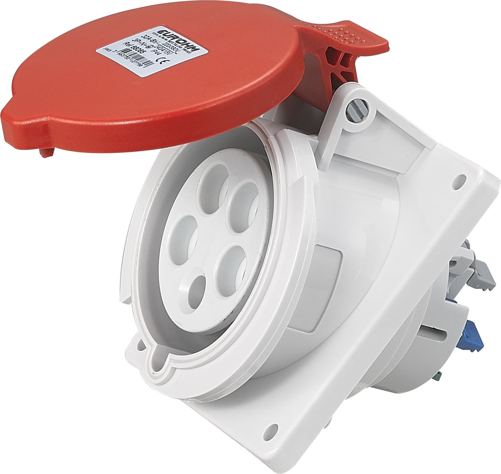 Eur Ohm - Socle de prise industrielle à encastrer à 10° 3P+N+T 32A 400V AC IP44