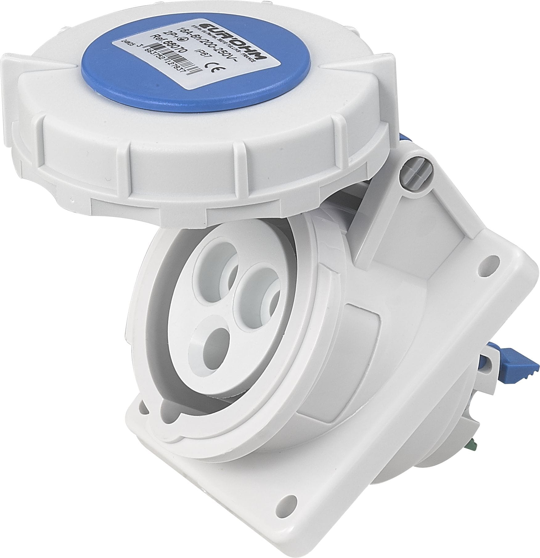 Eur Ohm - Socle de prise industrielle à encastrer à 10° 2P+T 16A 230V AC IP67