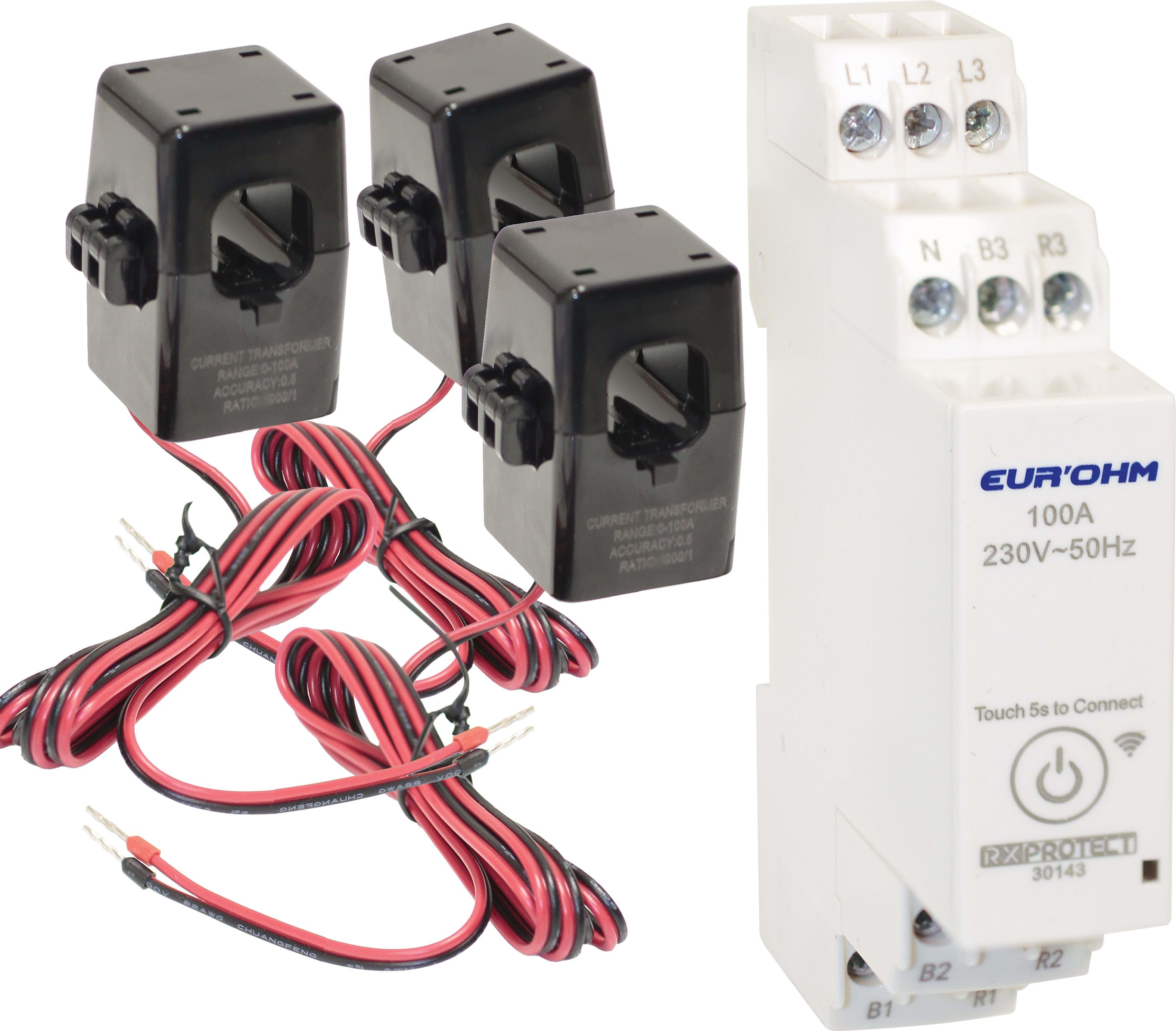 Eur Ohm - Compteur énérgie 100A, wifi, avec 3 tores ouvrables