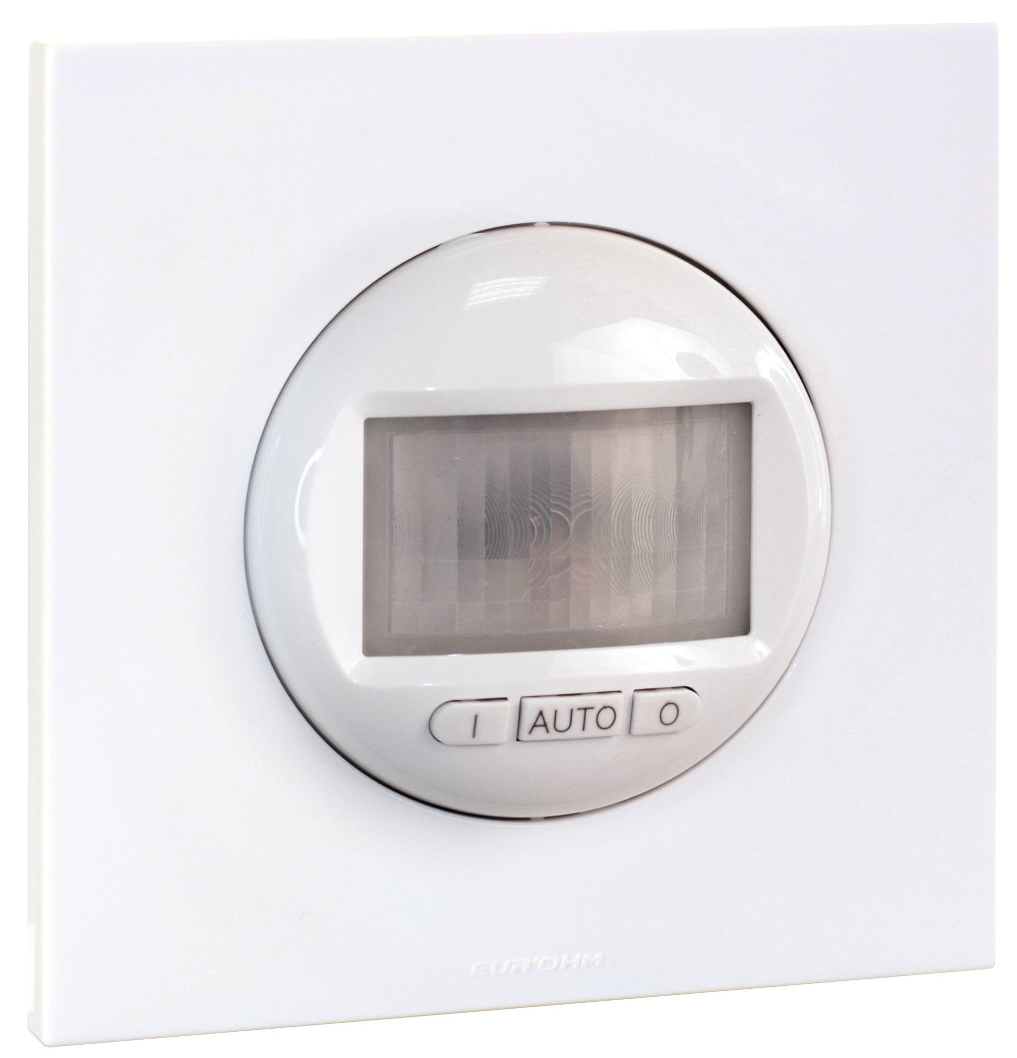 Eur Ohm - Square inter auto 2 ou 3 fils (méca+plaque+griffes) blanc