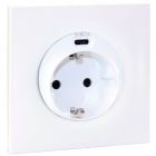 Eur Ohm - SQUARE - prise 2P+T schuko + USB type C + plaque + griffes blanc