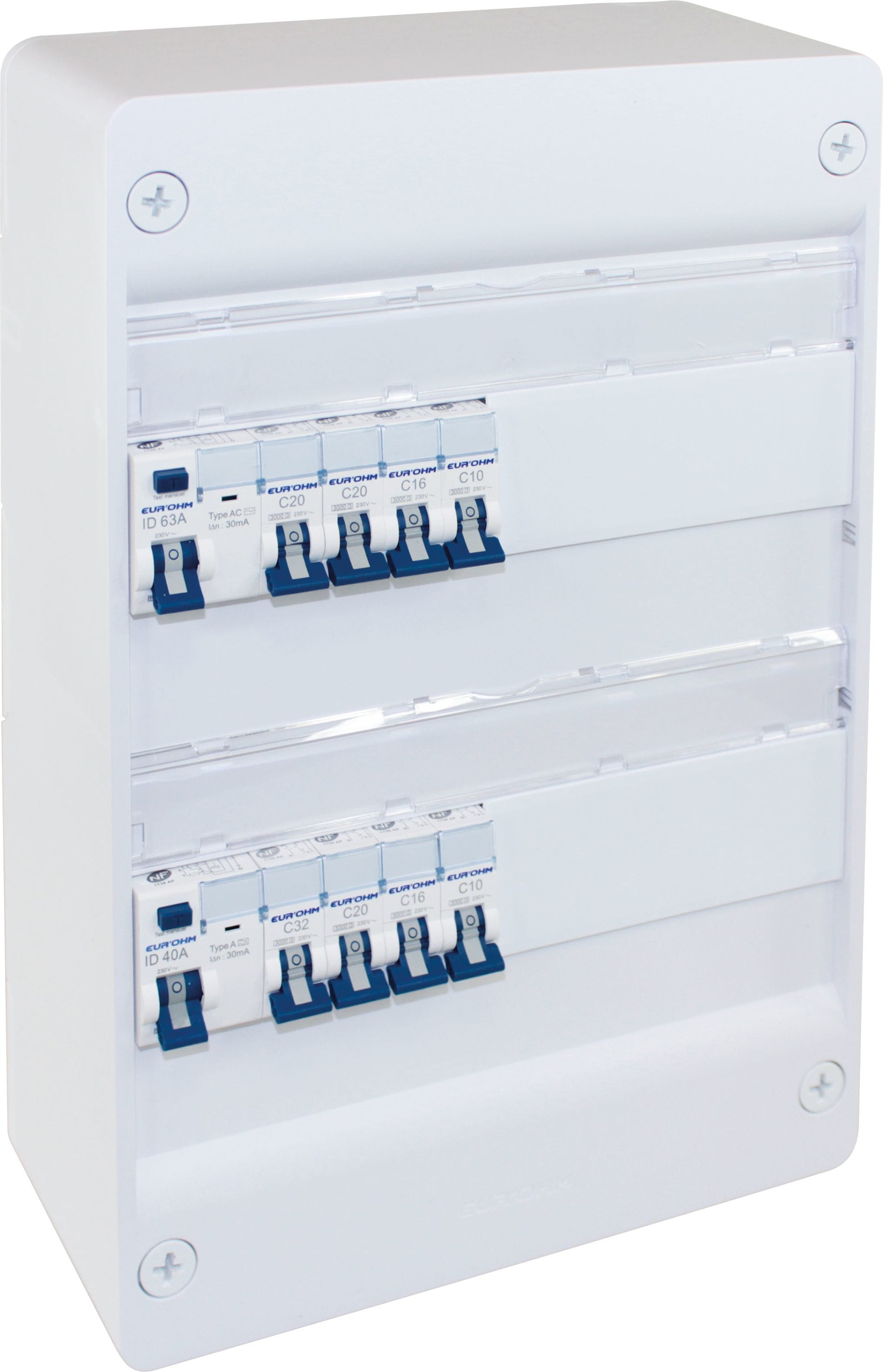 Eur Ohm - Coffret équipé 2 rangées T1-T2
