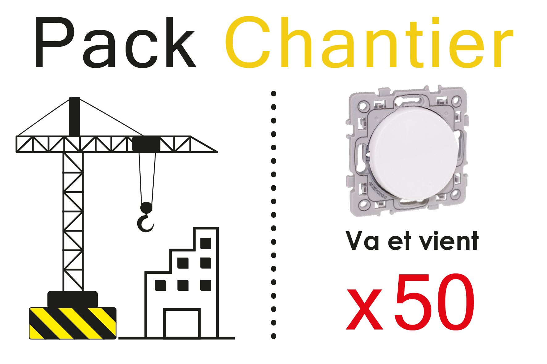Eur Ohm - SQUARE LOT 50 VV 10A BLC PACK CHANTIER
