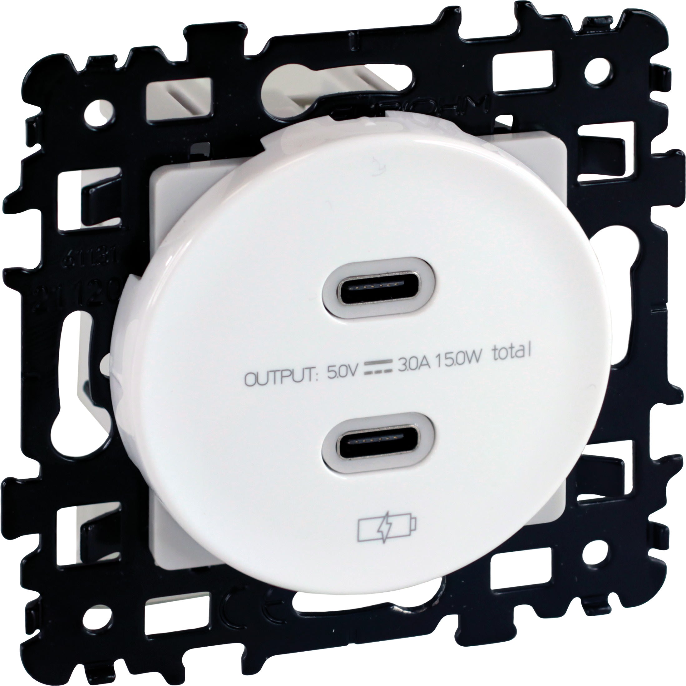 Eur Ohm - SQUARE chargeur dble USB C 5,5V BLC