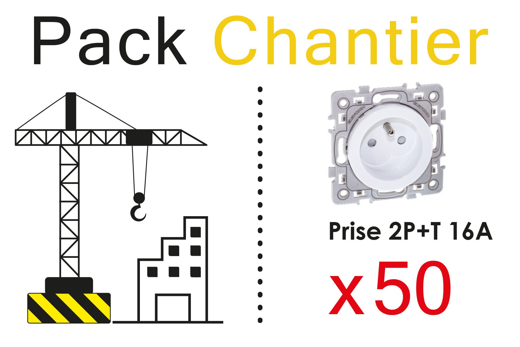 Eur Ohm - SQUARE LOT 50 PC 2P+T STØBLC PACK CHANTIER