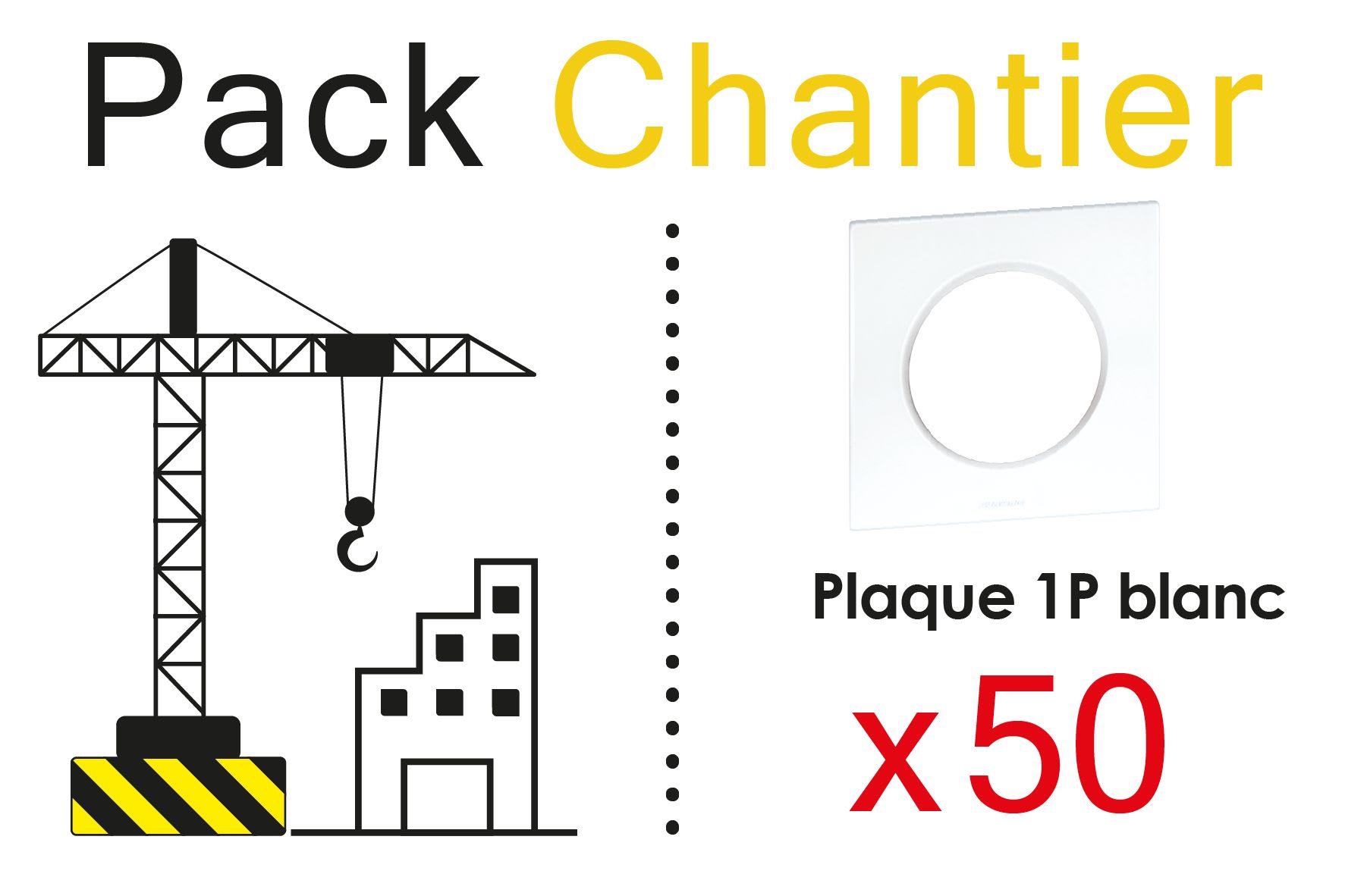 Eur Ohm - SQUARE LOT 50 PLAQ BLC 1P ACK CHANTIER