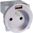 Eur Ohm - COMETE PC  2P+T + USB A SILVER