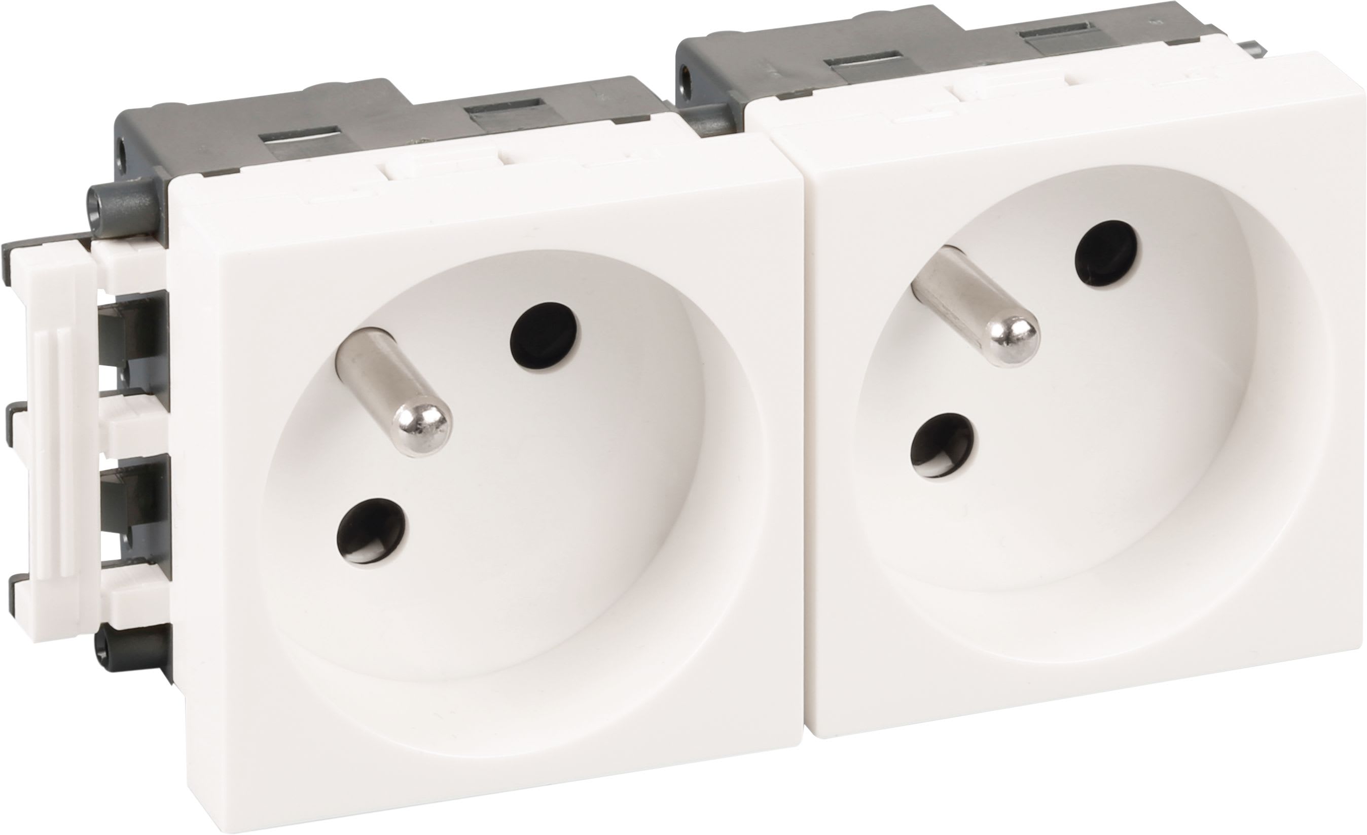 Eur Ohm - Bloc 2 prises 2P+T blanche