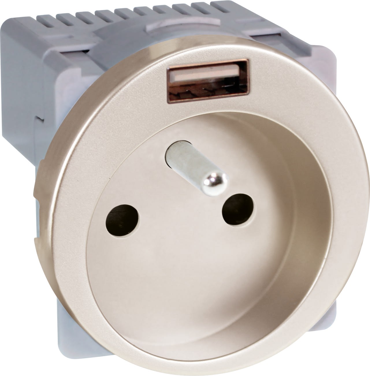 Eur Ohm - COMETE PC  2P+T + USB A TITANE