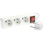 Eur Ohm - Bloc3pr.2P+T blanc inter. 3G1 1m