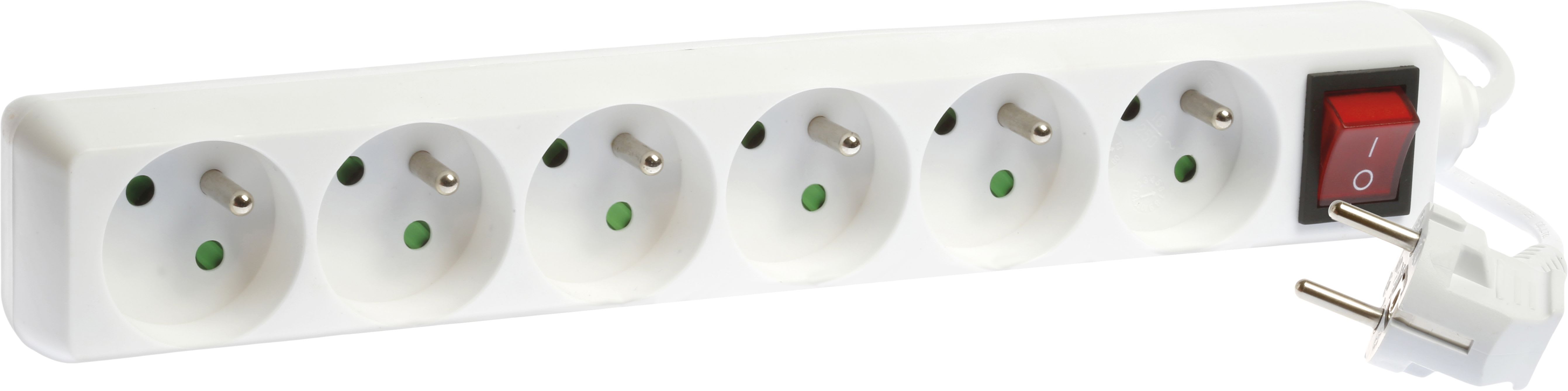 Eur Ohm - Bloc6pr.2P+T blanc inter. 3G1 1m