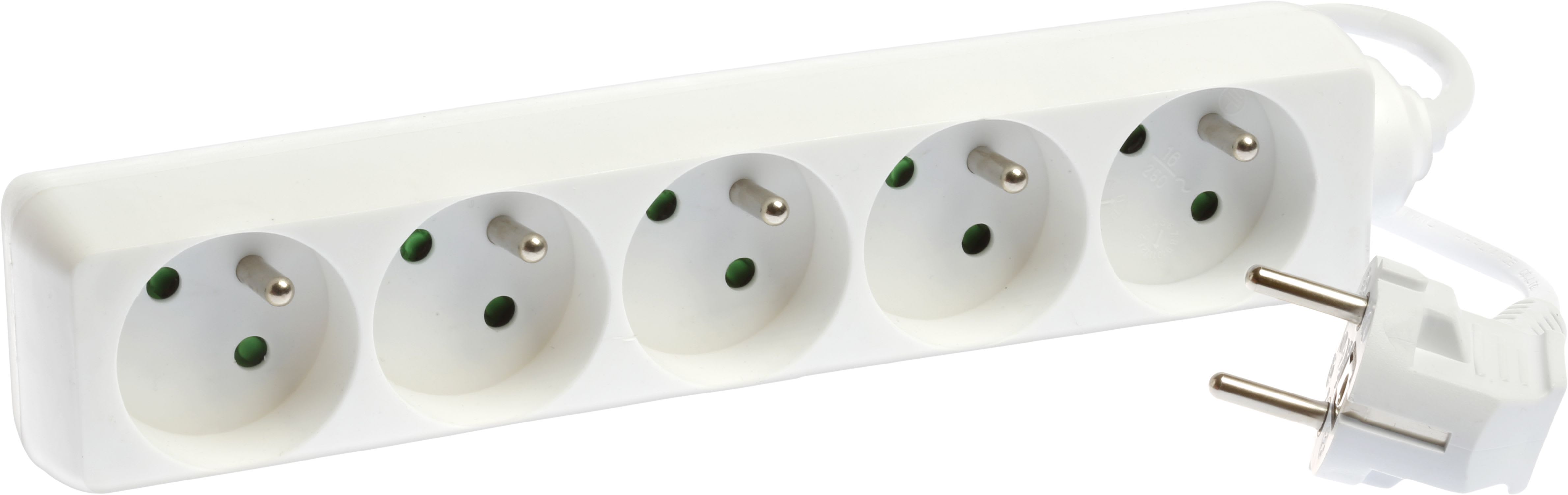 Eur Ohm - Bloc5pr.2P+T blanc s.int 3G1,5 1,5m