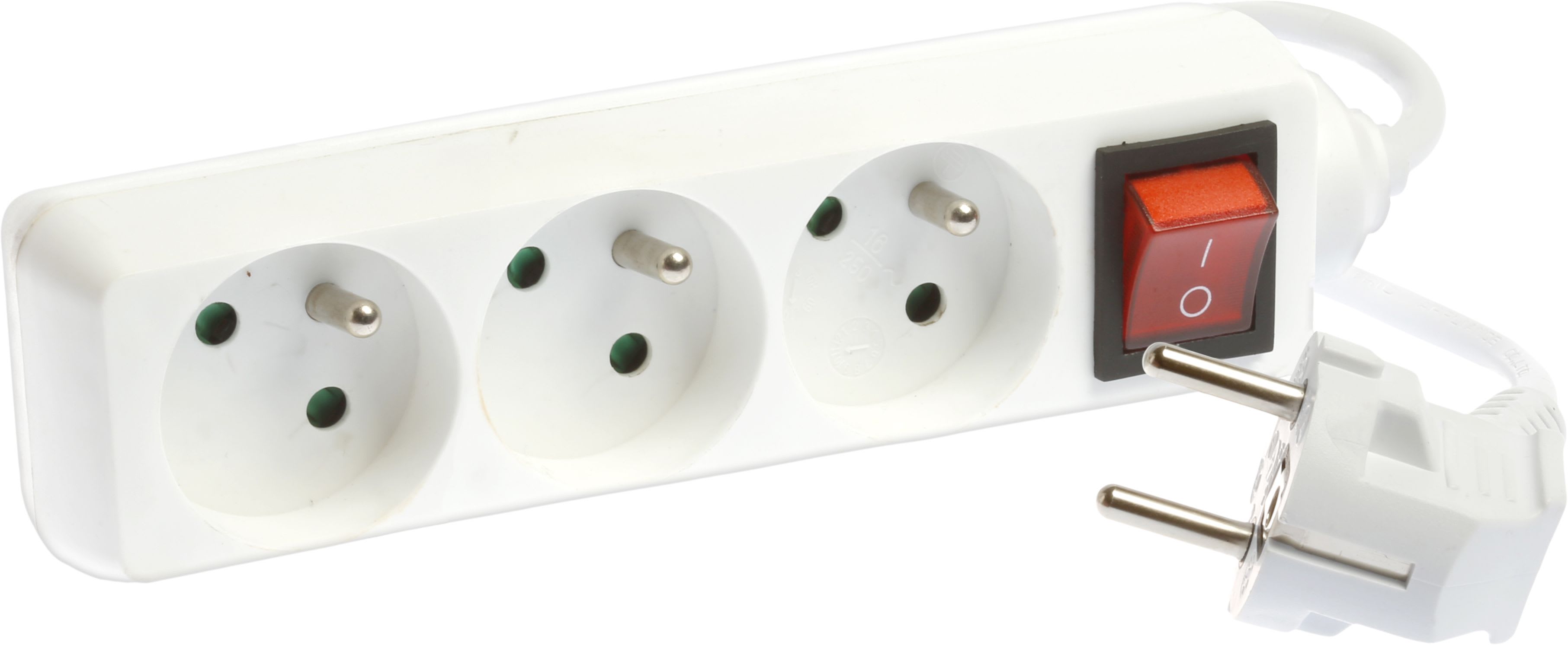 Eur Ohm - Bloc3pr.2P+T blanc  inter. 3G1,5 1,5m