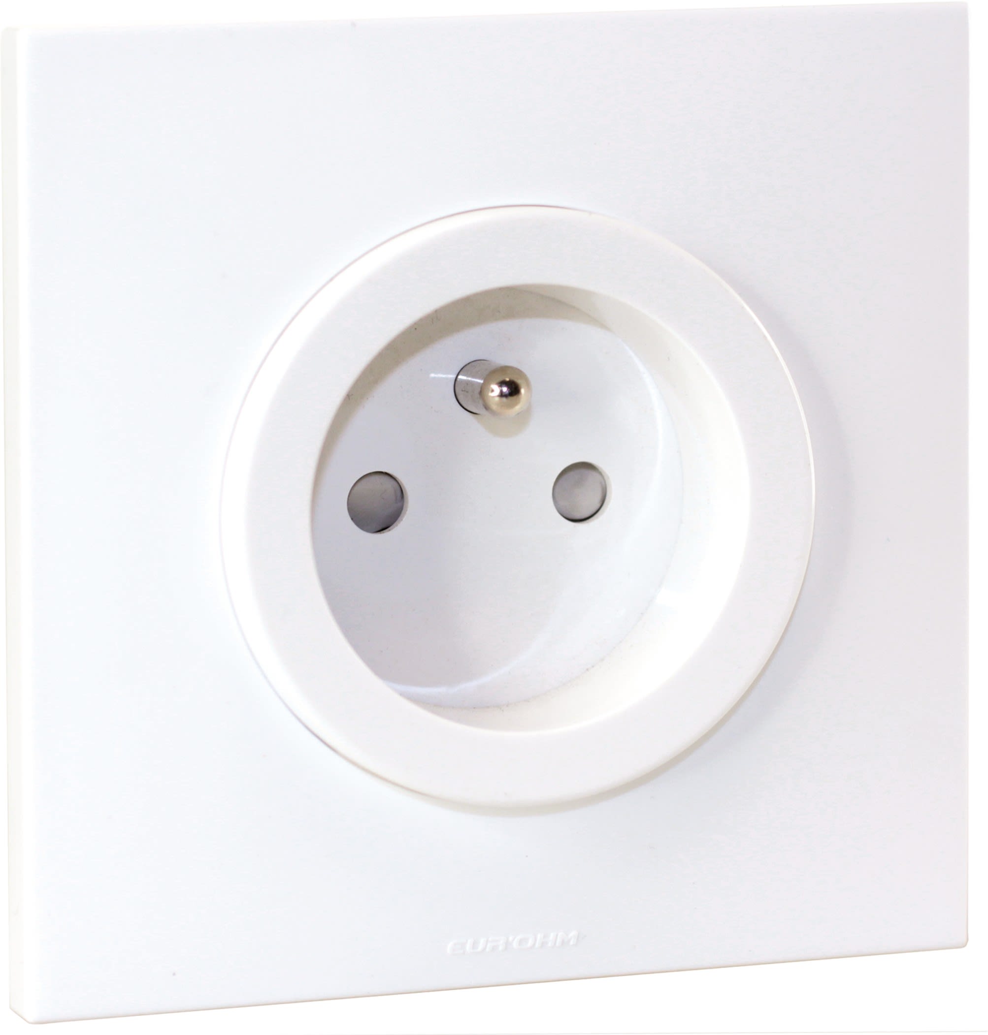 Eur Ohm - SQUARE - PC 2P+T + plaque + griffes - BLC