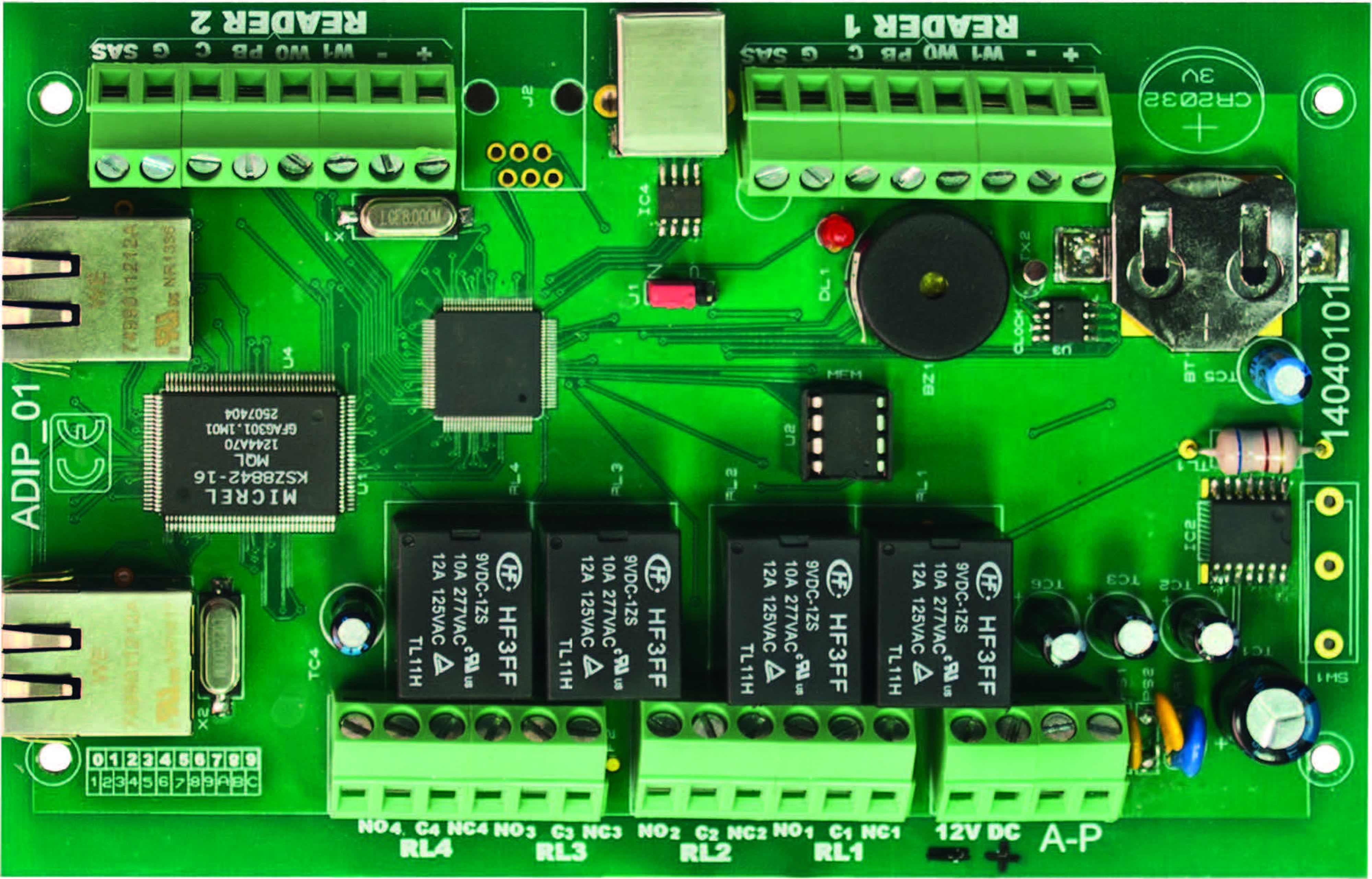 Acie Automatisme - Contrôleur ip pour 2 lecteurs ou portes, sans boîtier, 12v, web server intégré