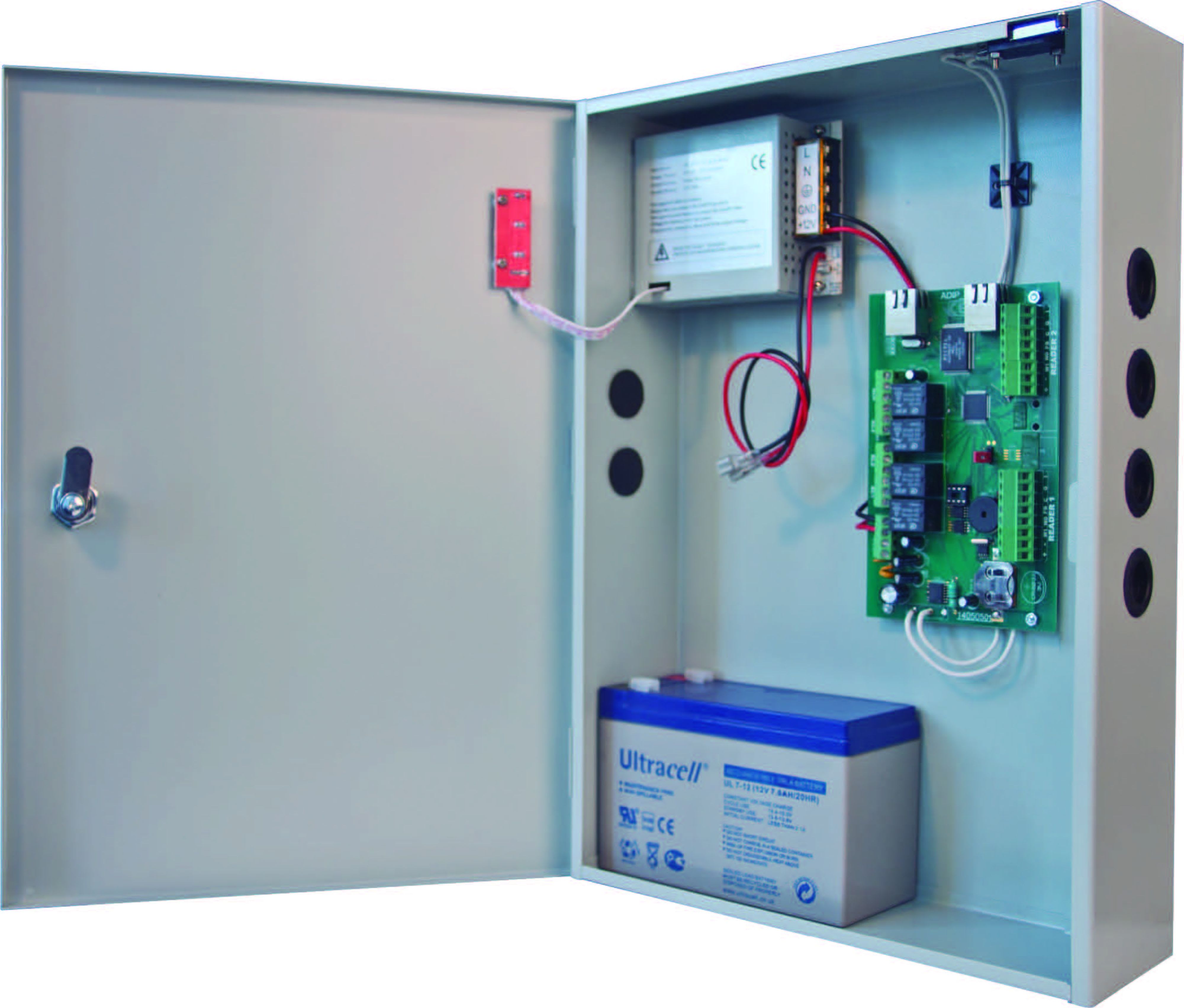 Acie Automatisme - Contrôleur ip pour 2 lecteurs ou porte boîtier métallique 220v-12v-2a web server