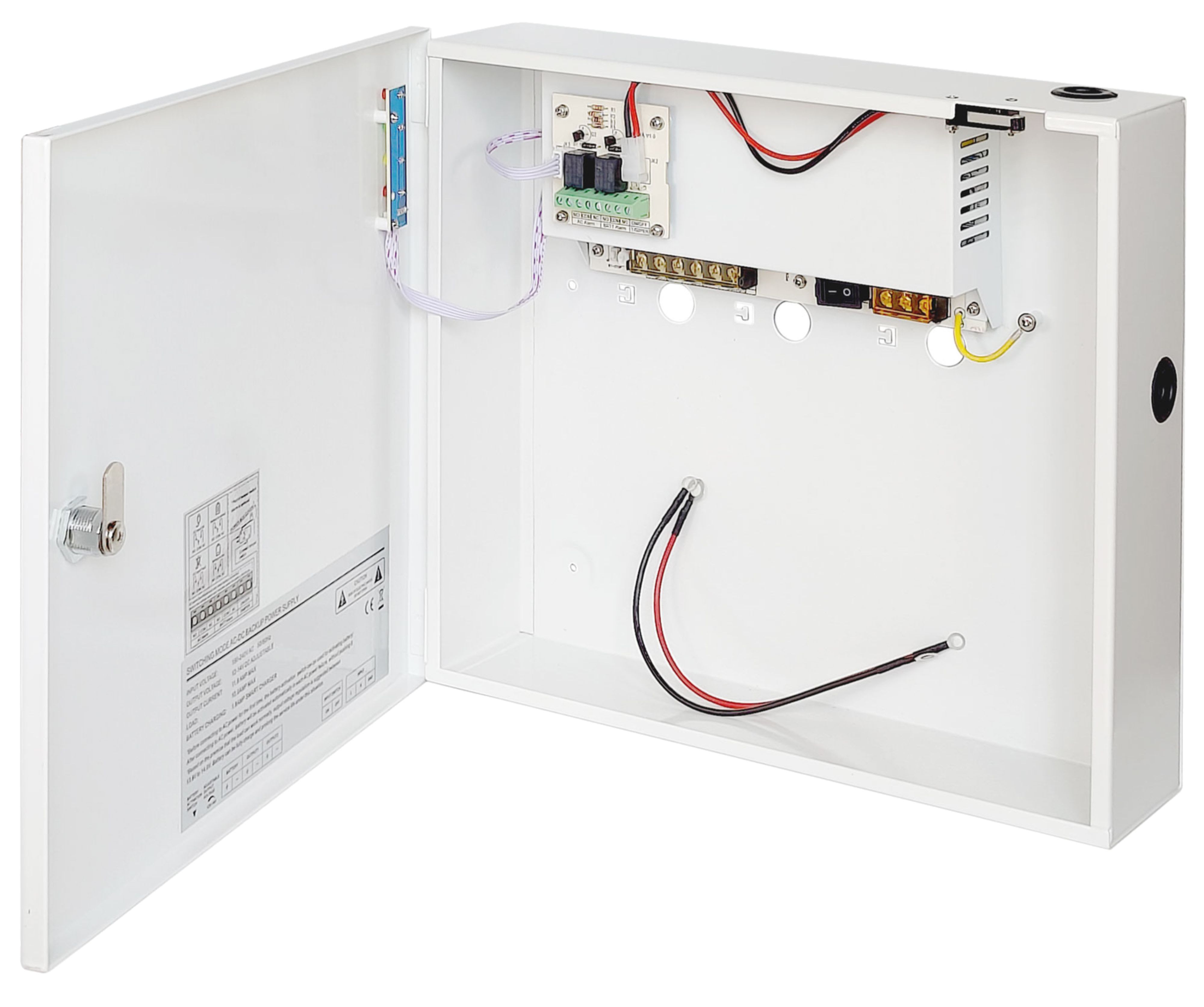 Acie Automatisme - Coffret alimentation régulé 220v 12v 10a boîtier métal, batterie 7ah à prévoir