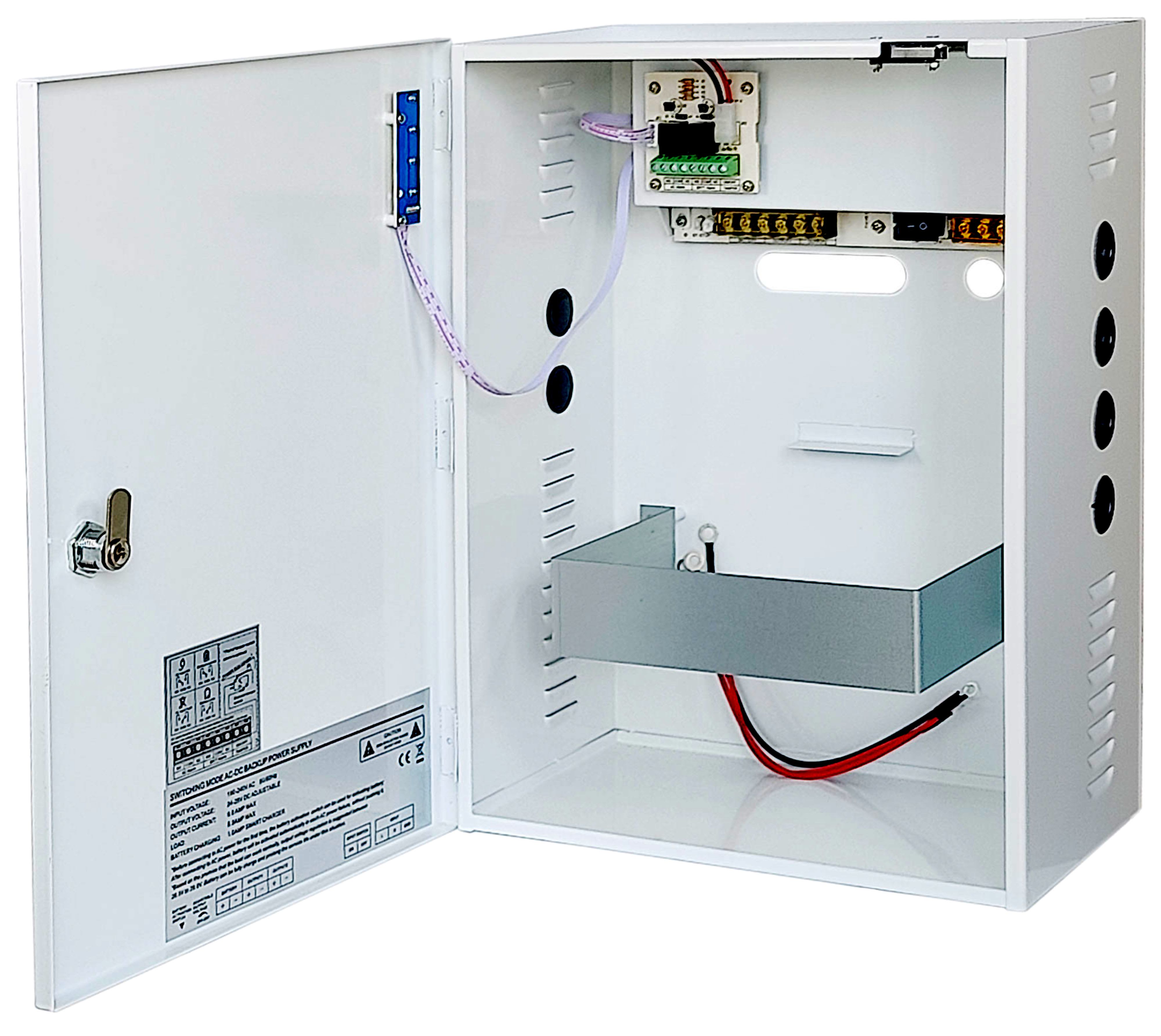 Acie Automatisme - Coffret alimentation régulé 220v 24v 5a sous boîtier métallique, sans batterie