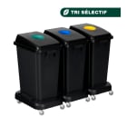 Jvd - Lot de 3 collecteurs de tri sélectif 60L avec couvercle vert bleu et jaune avec